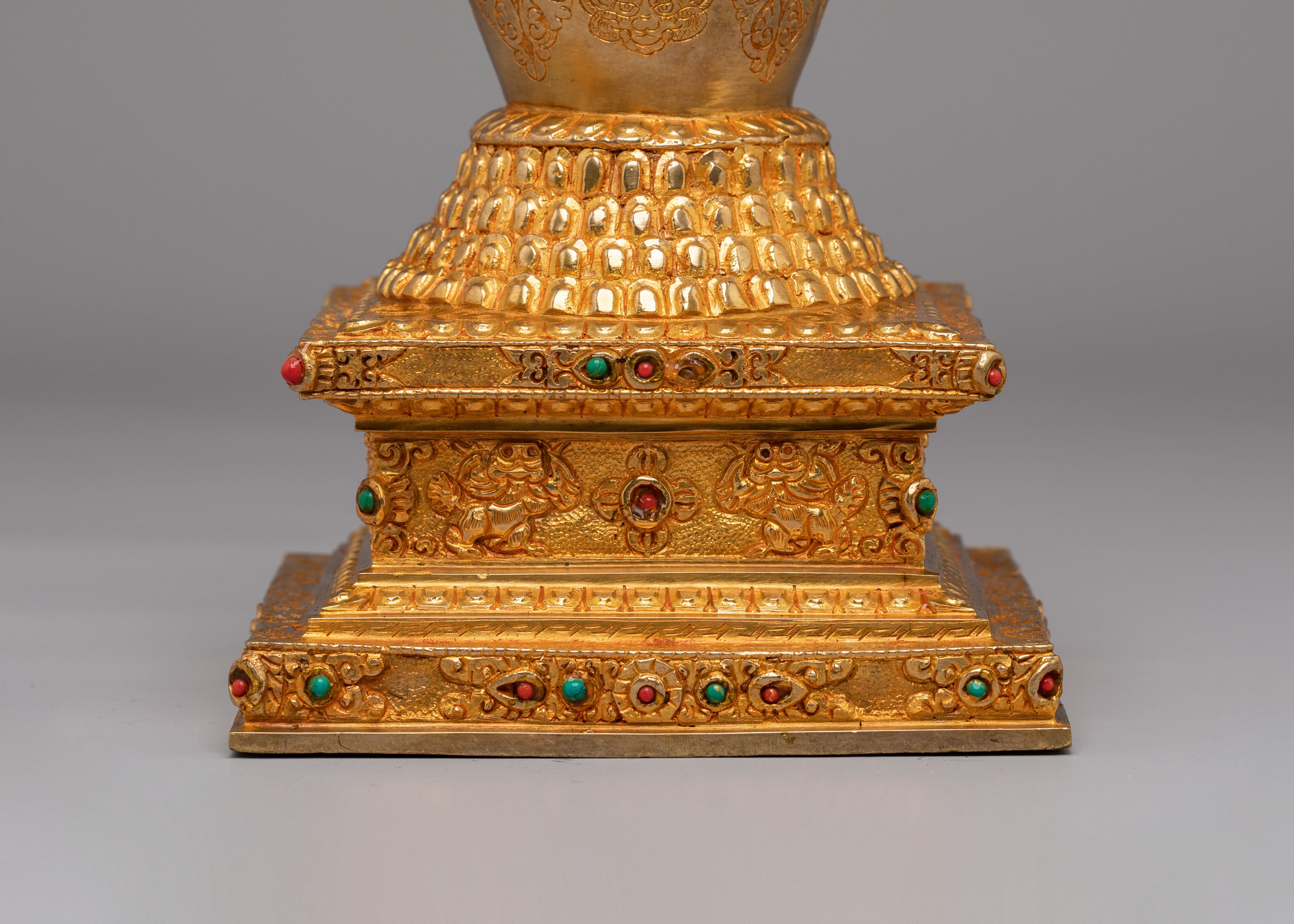 Handmade Lotus Blossom Stupa | Tibetan Copper Stupa for Spiritual Decor