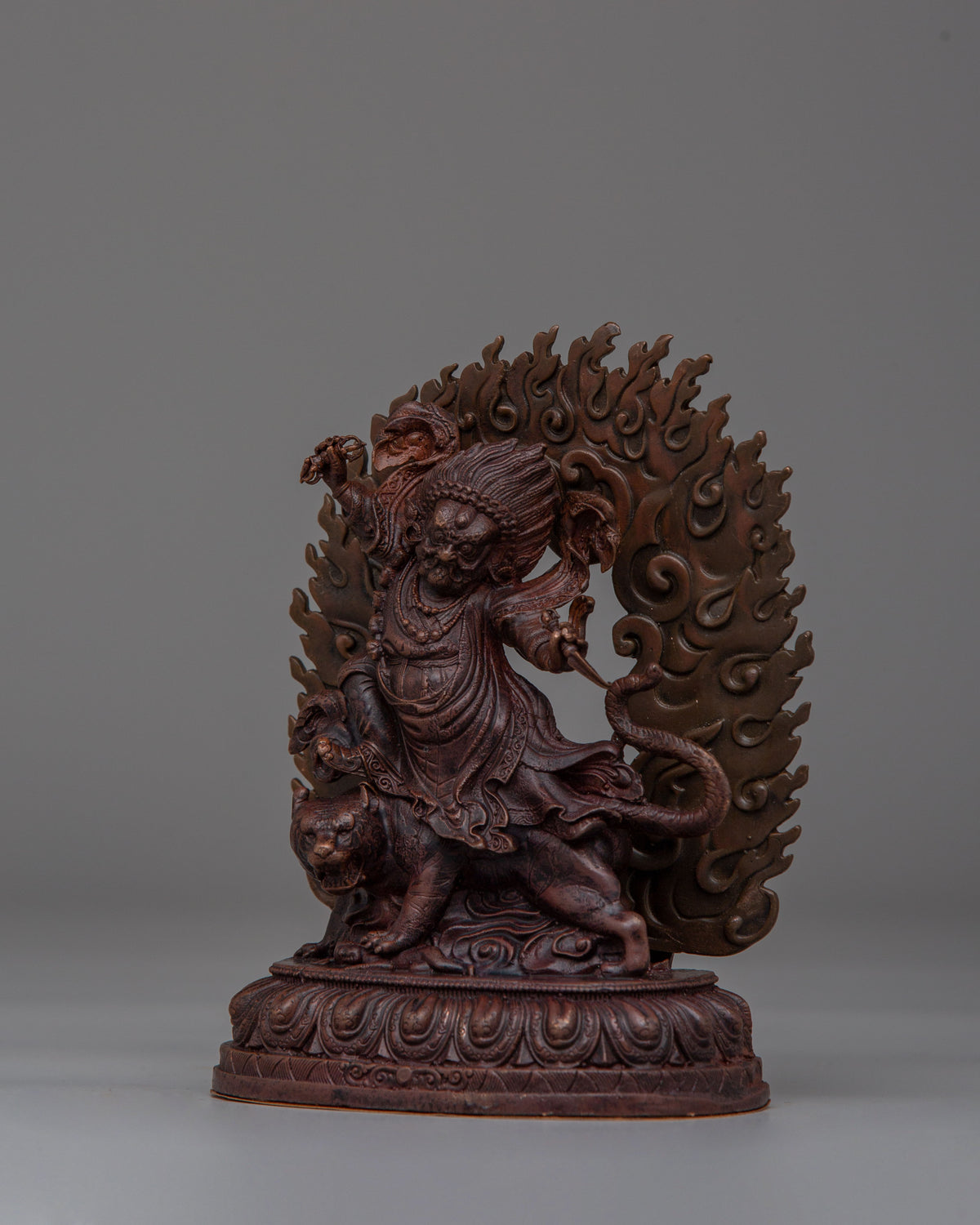 Sacred Dorje Drollo Statue | Oxidized Copper Tibetan Protector Deity Sculpture