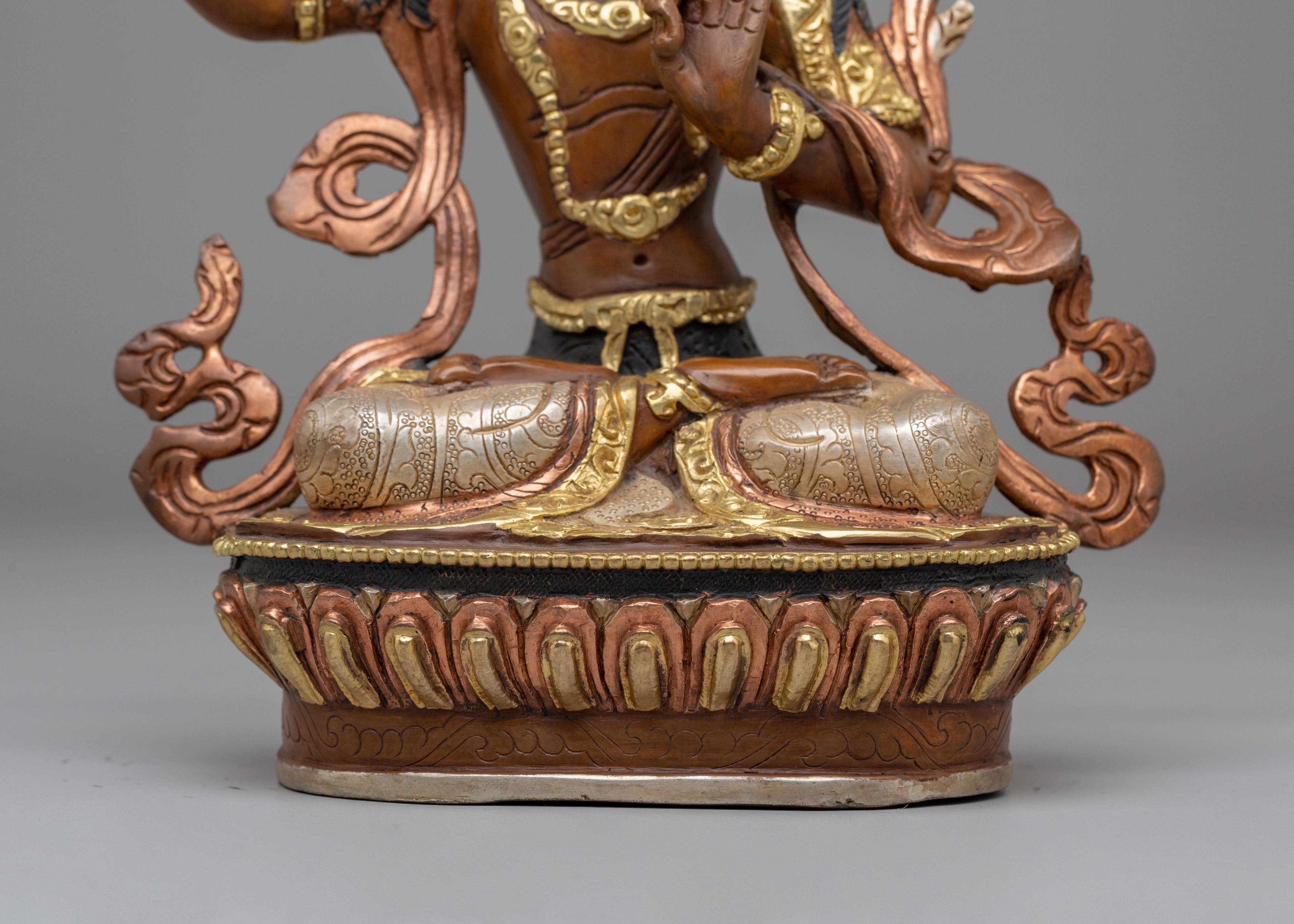 Handcrafted Tibetan Manjushri Copper Statue | Wisdom Deity Statue