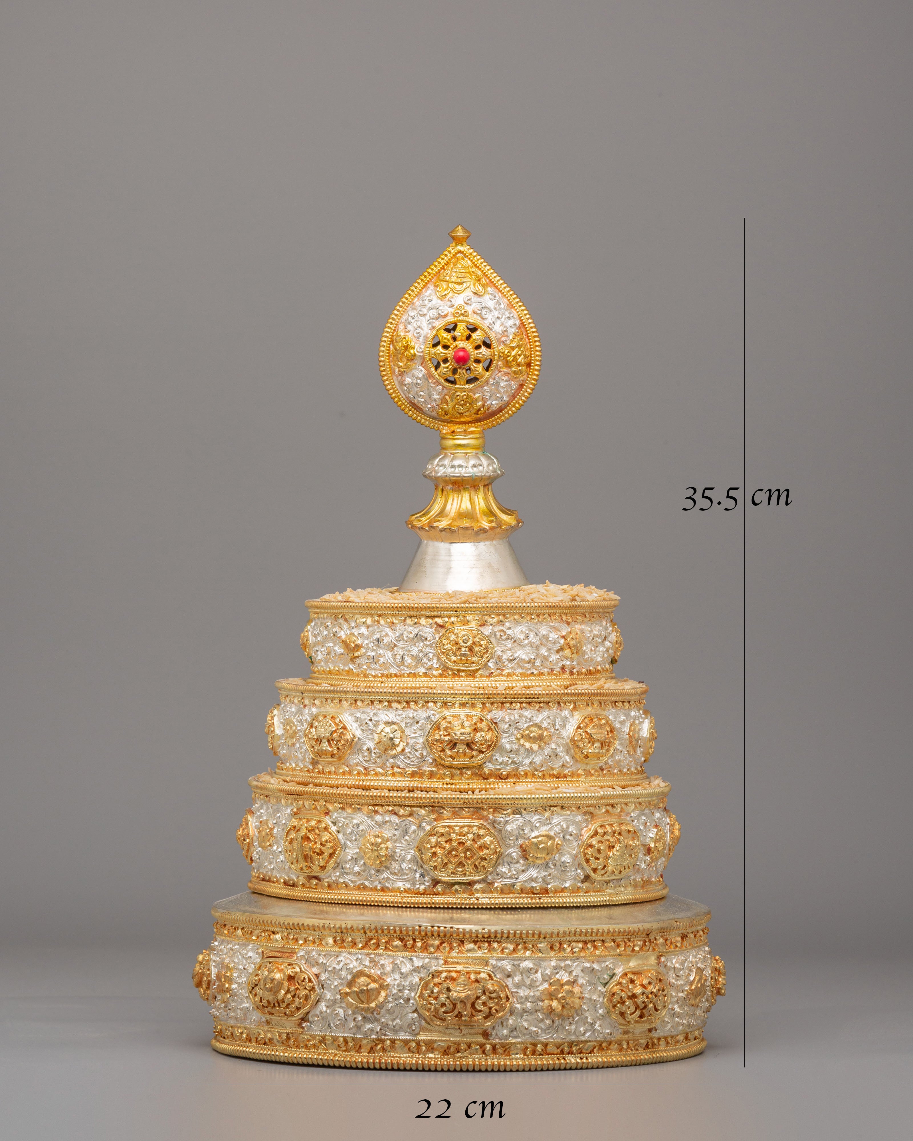 Gold-Plated Tibetan Mandala  Offering | Sacred Tibetan Buddhist Ritual Object