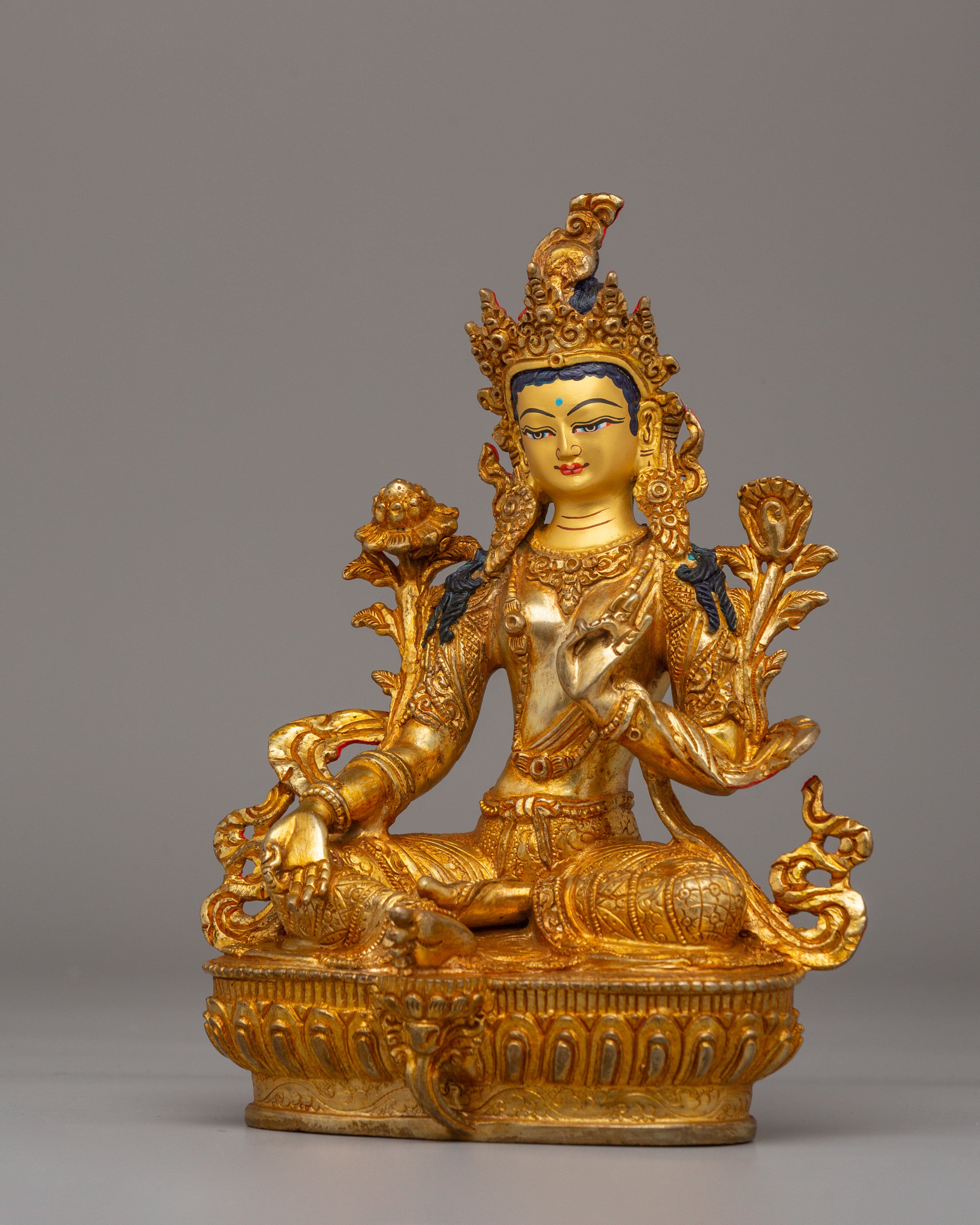 Buddhist Green Tara Goddess Statue | Tara Sculpture for Peace and Protection