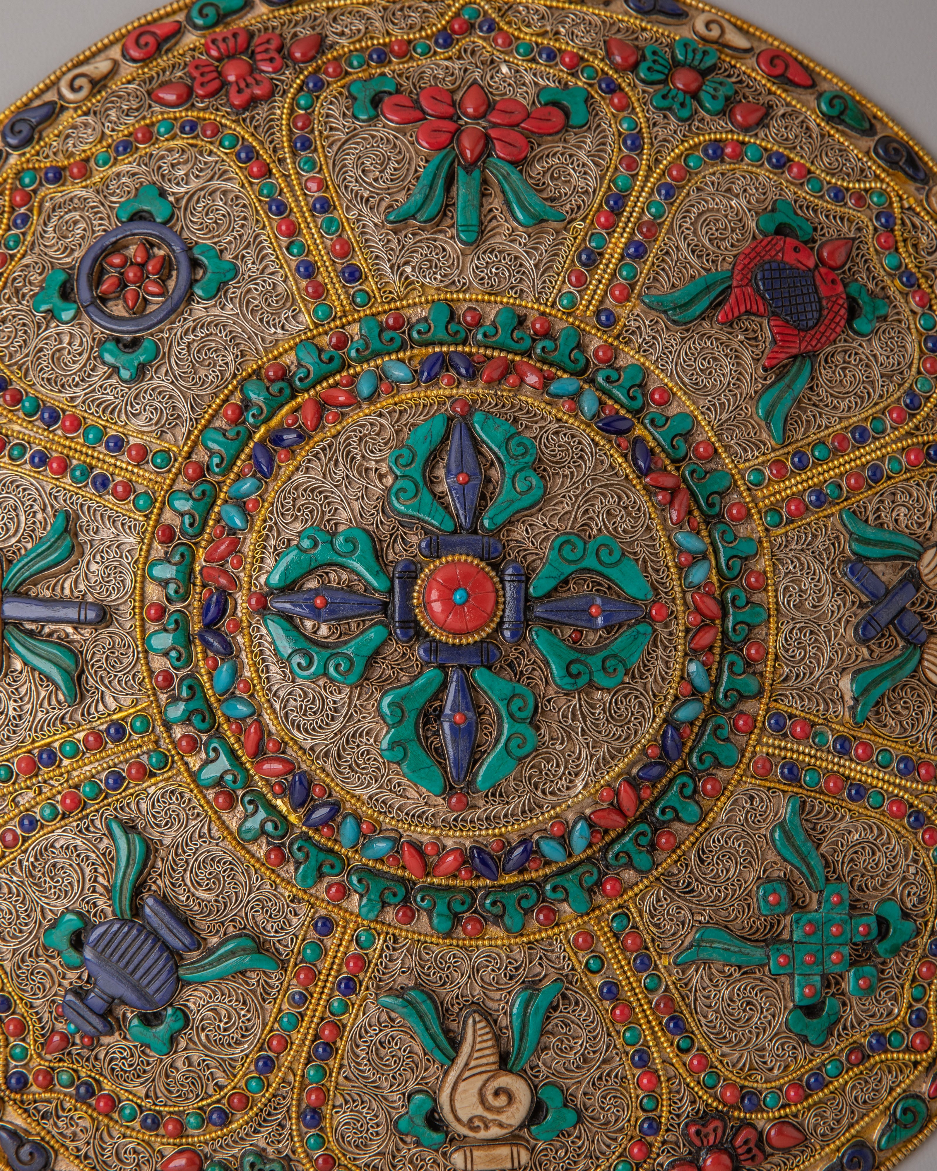 Decorative Eight Auspicious Wall Hanging | Traditional Tibetan Artwork