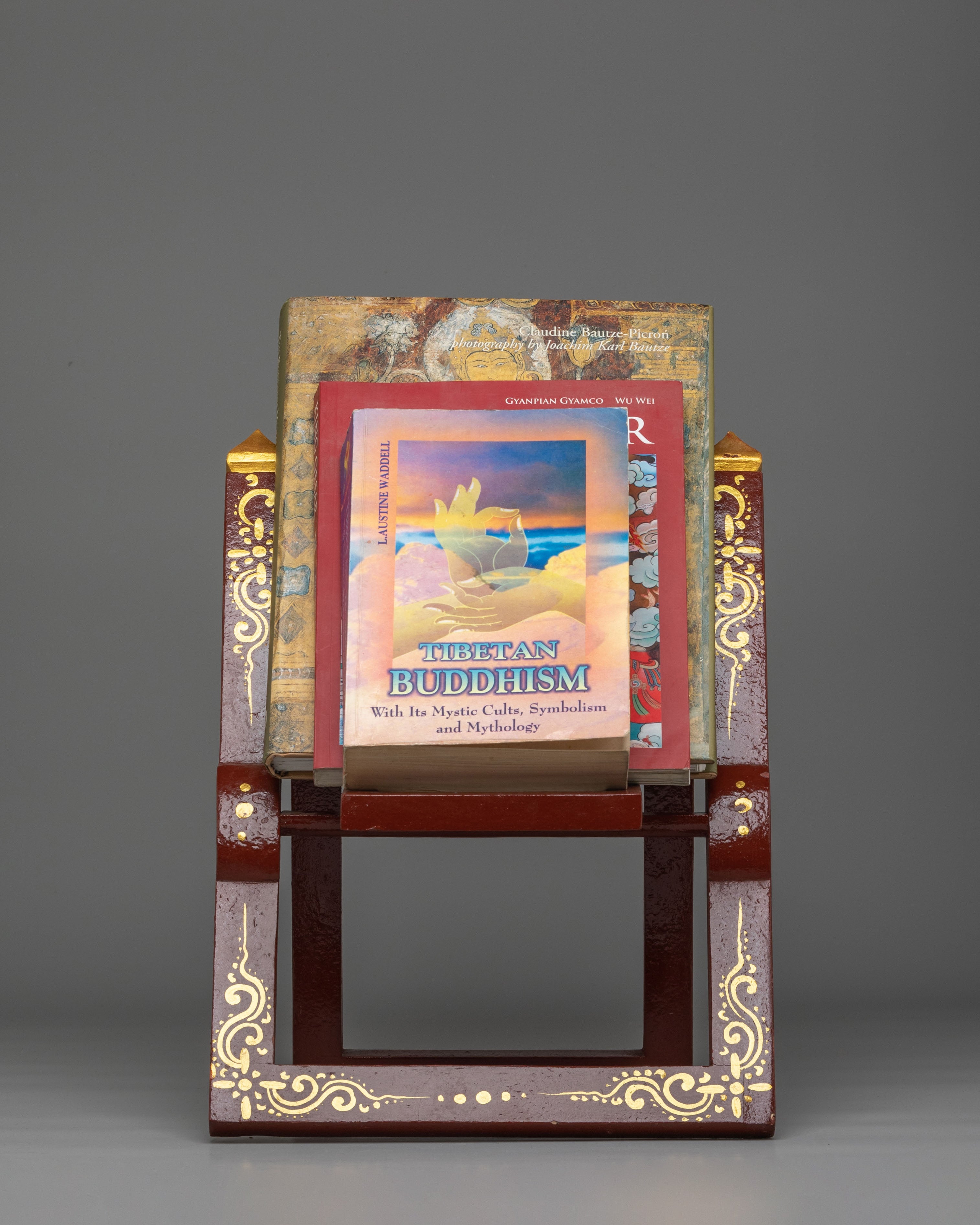 Handcrafted Wooden Book Stand | Traditional Tibetan Decorative Book Holder