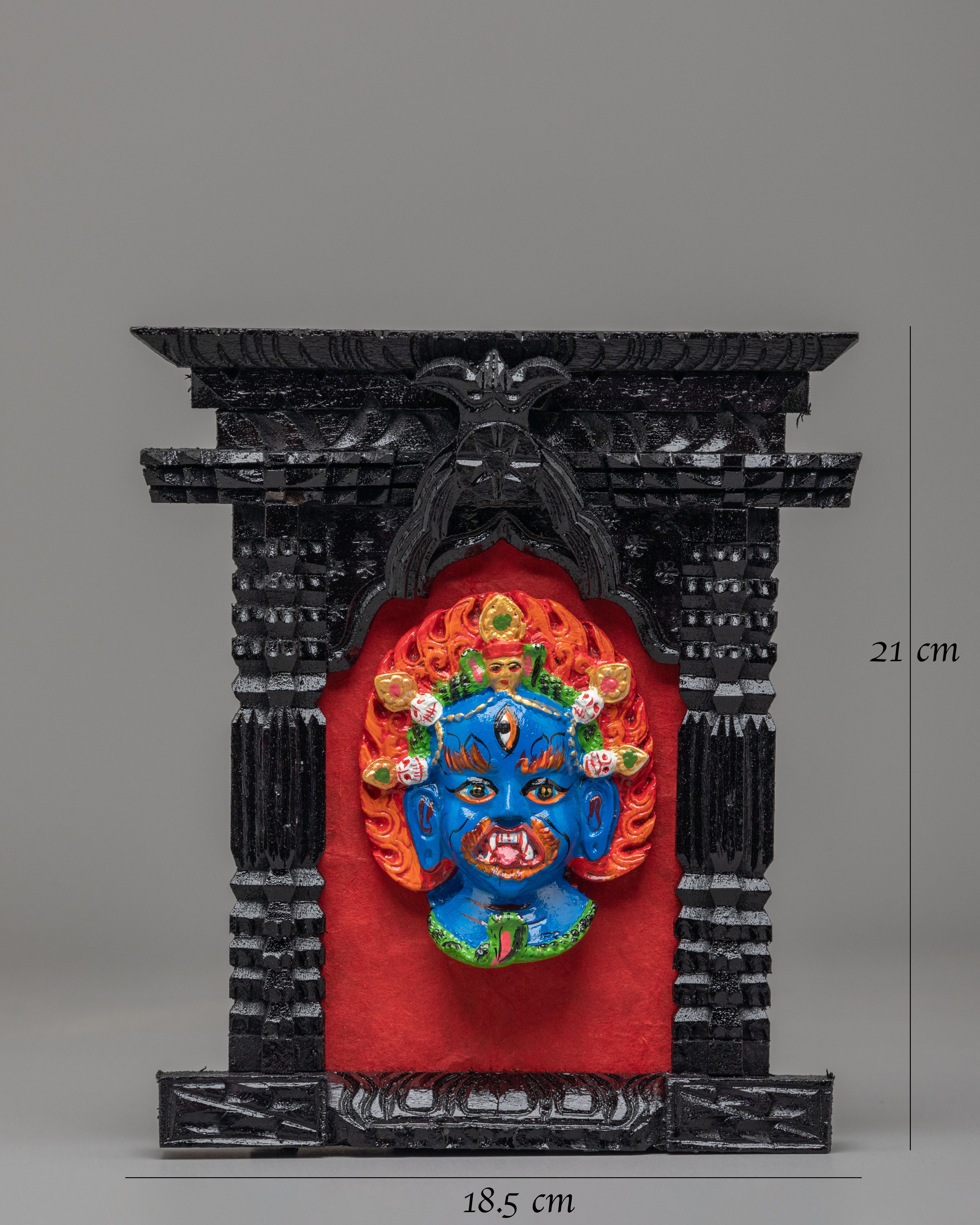 Buddhist Decorative Wall Hanging | Wooden Mahakala Shrine Frame