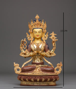Sacred Bodhisattva Chenrezig Handcrafted Statue | Tibetan Avalokiteshvara Art