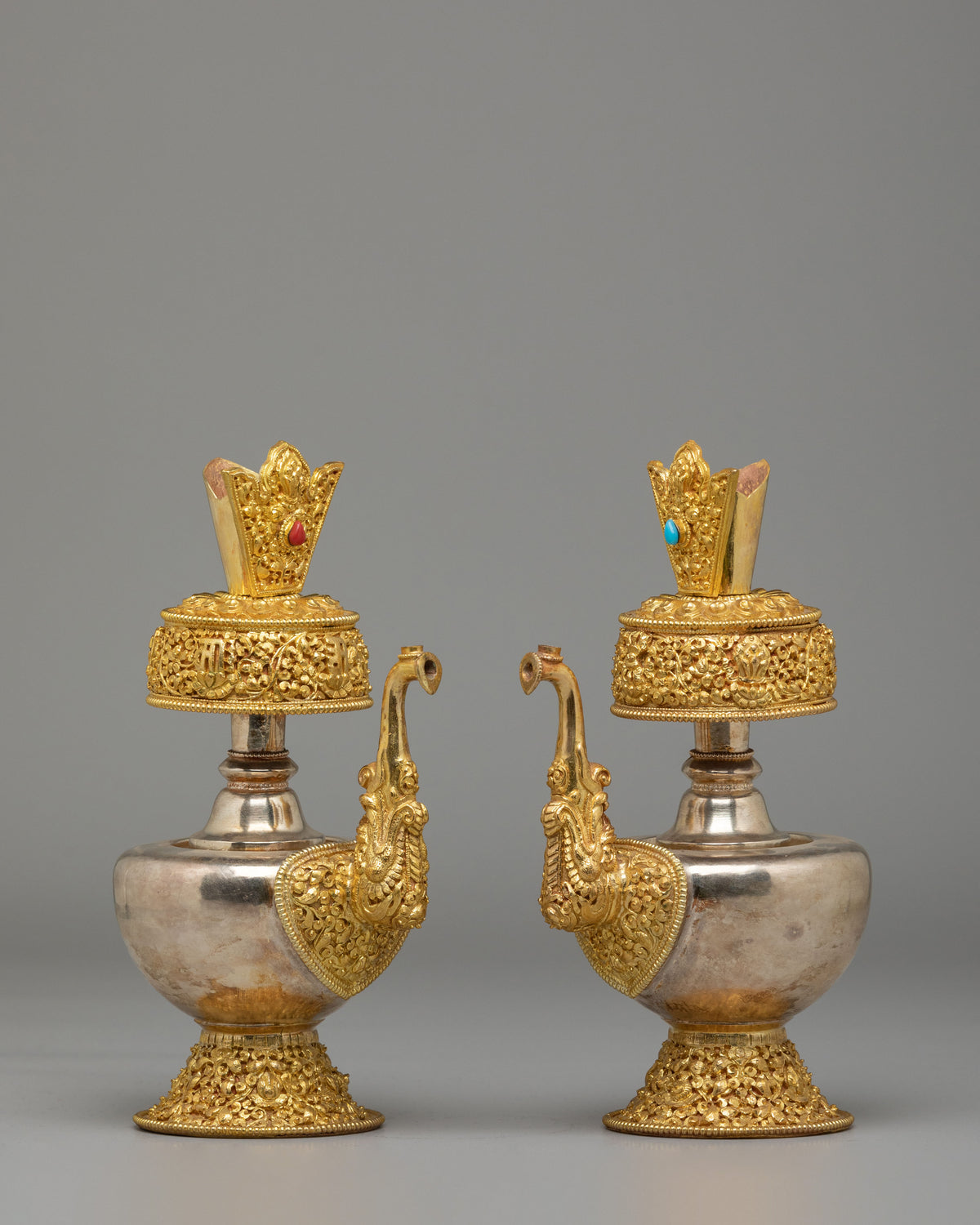 Spiritual Handcrafted Ritual Bhumba Set | Gold and Silver Plated Bhumba
