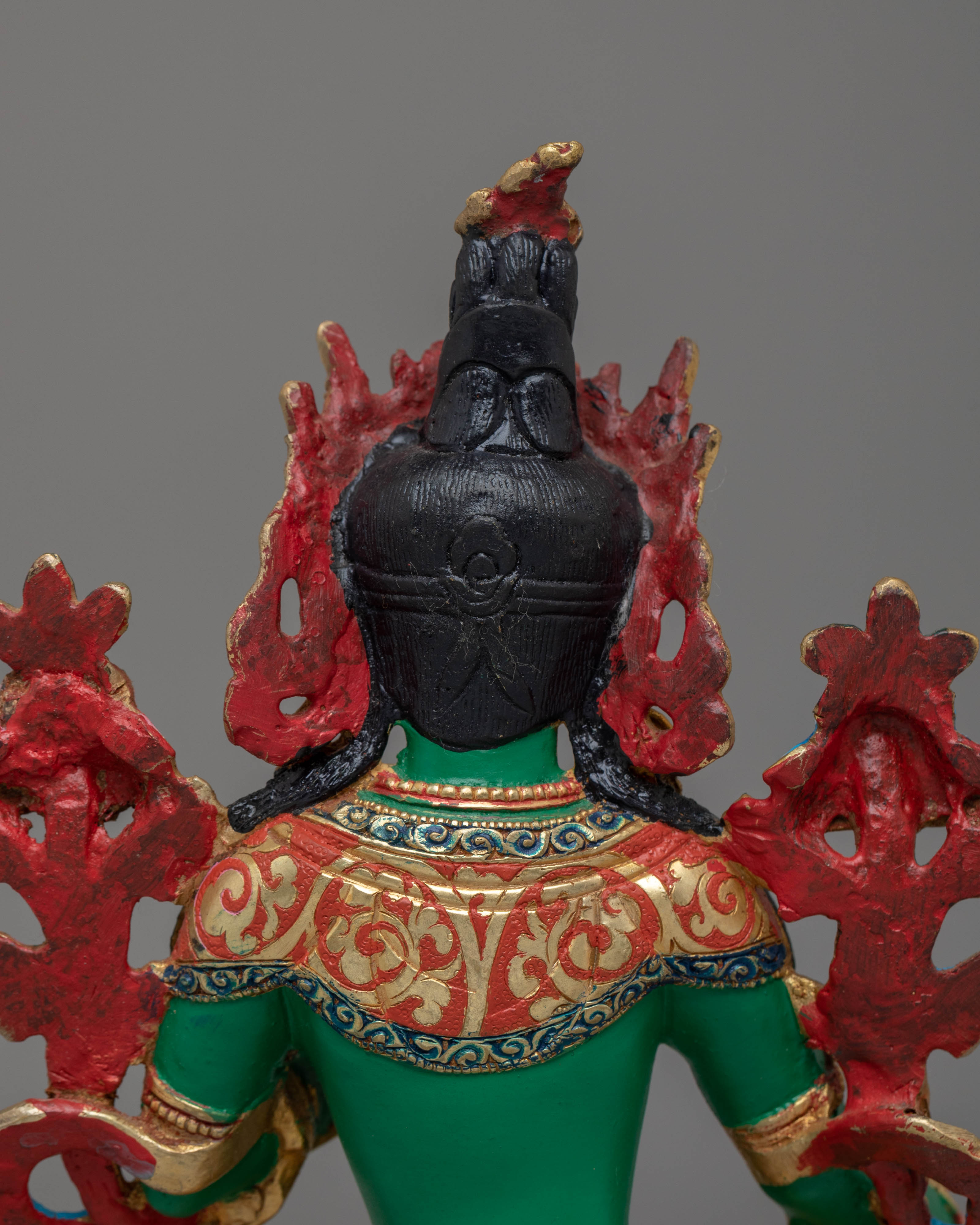 Shyama Tara Statue for Protection | Copper, Gold-Plated with Coral & Turquoise