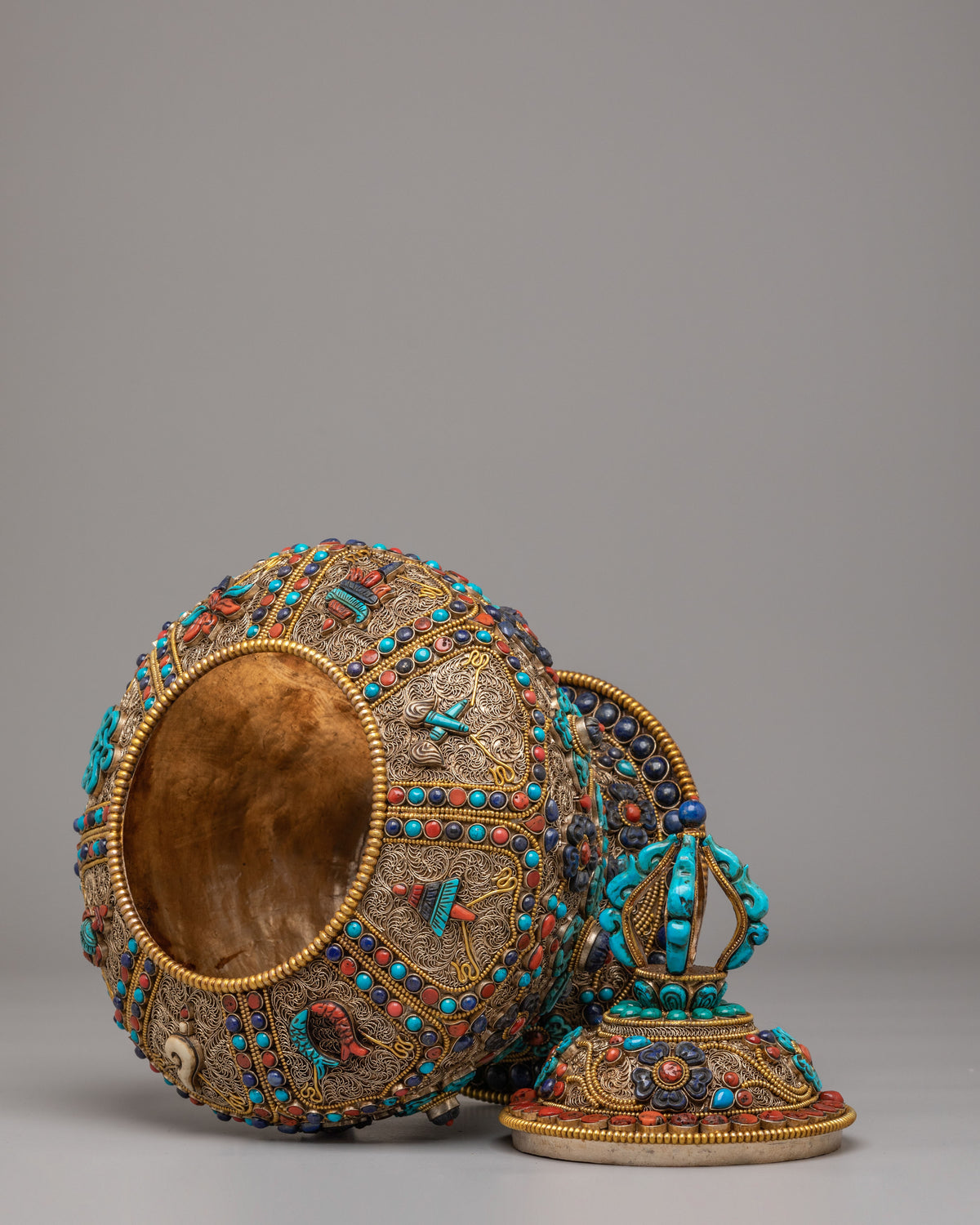 Ceremonial Ritual Rice Pot | Tibetan Ceremonial Offering Vessel