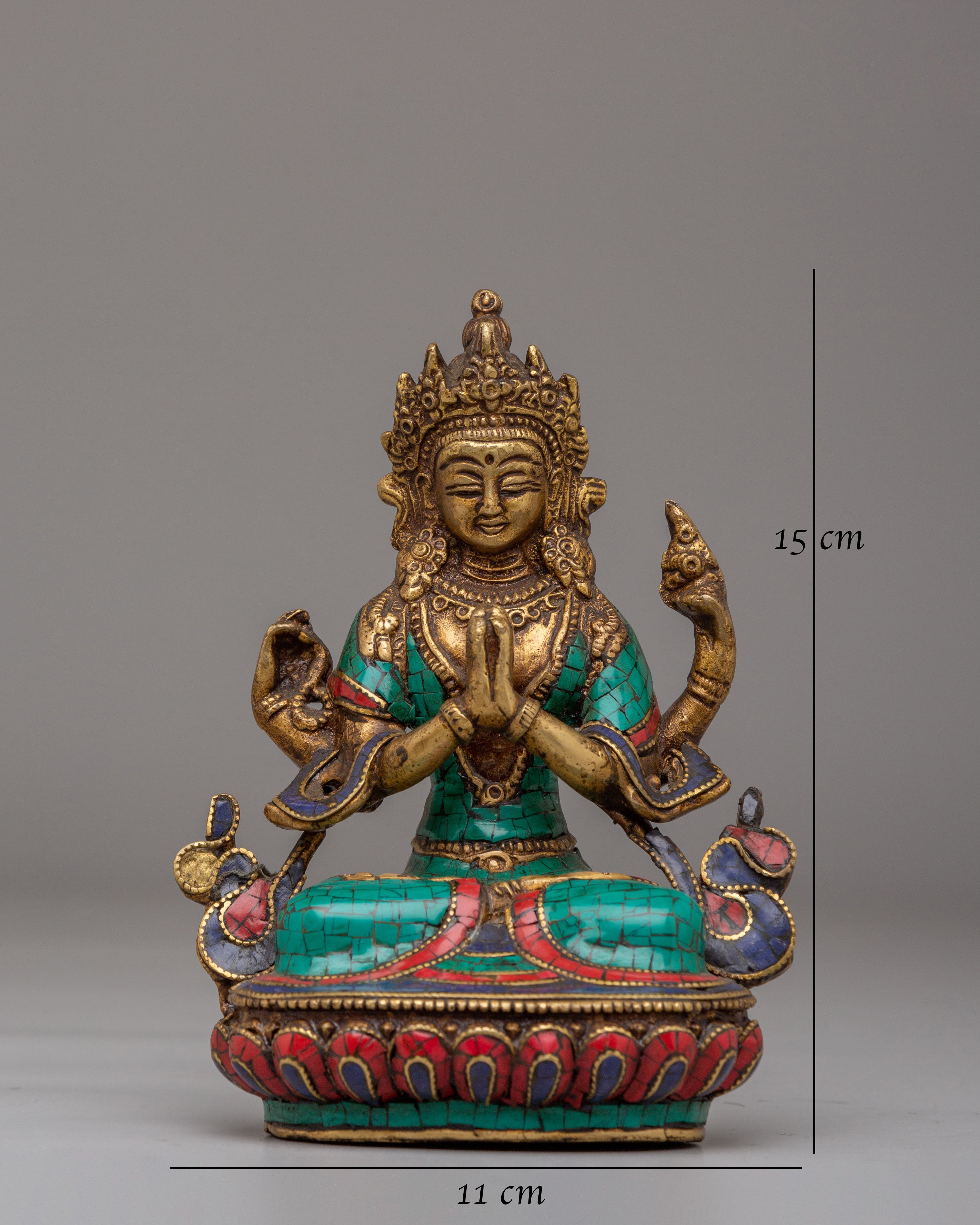 Handmade Chenrezig Bodhisattva Statue | Tibetan Avalokiteshvara Sculpture