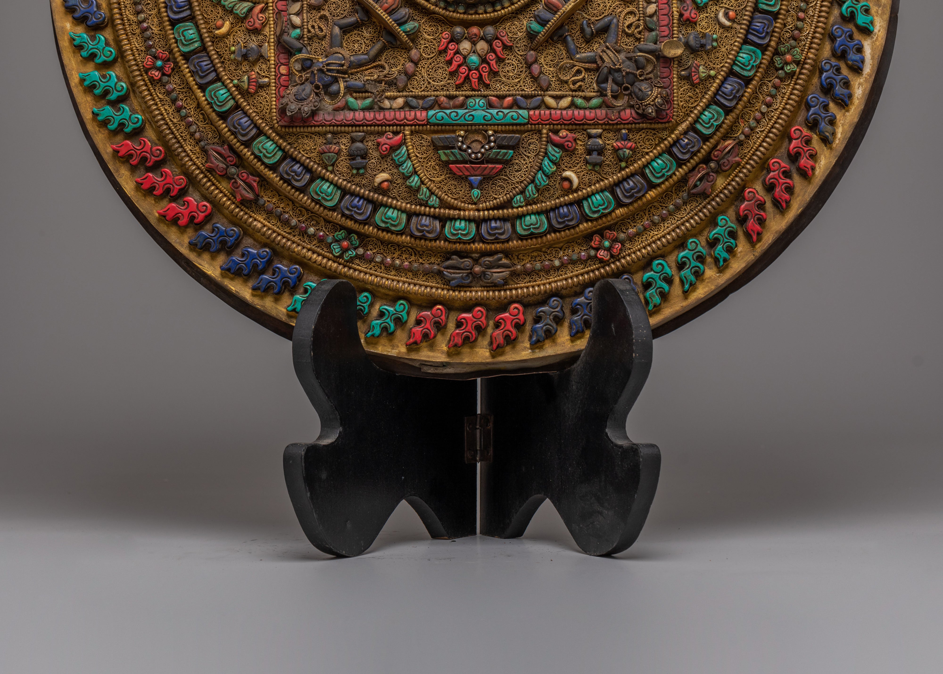 Nepalese Mandala with Stand | Copper Mandala Art