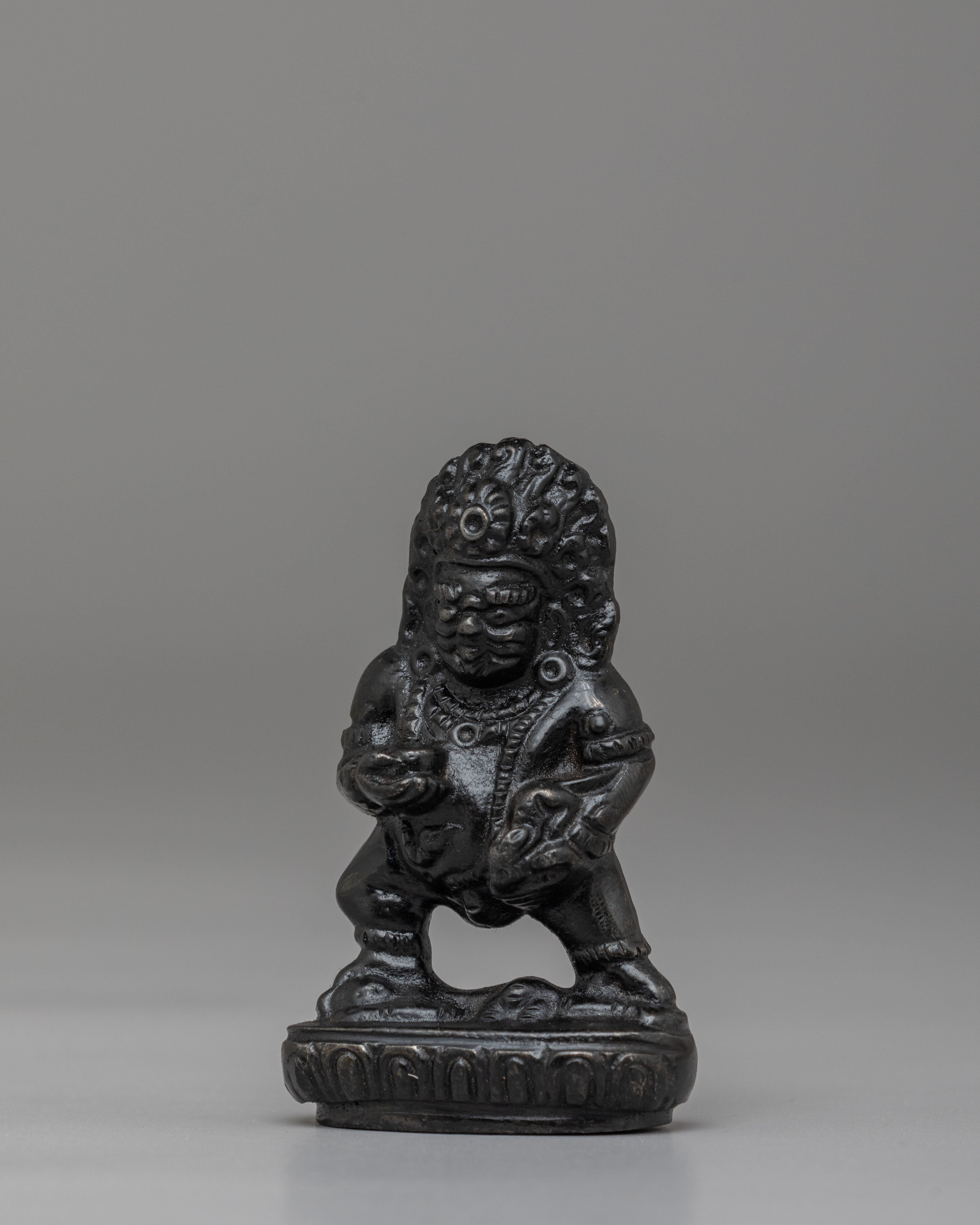 Machine Made Black Dzambhala Statue | Sculpture for Altar and Meditation