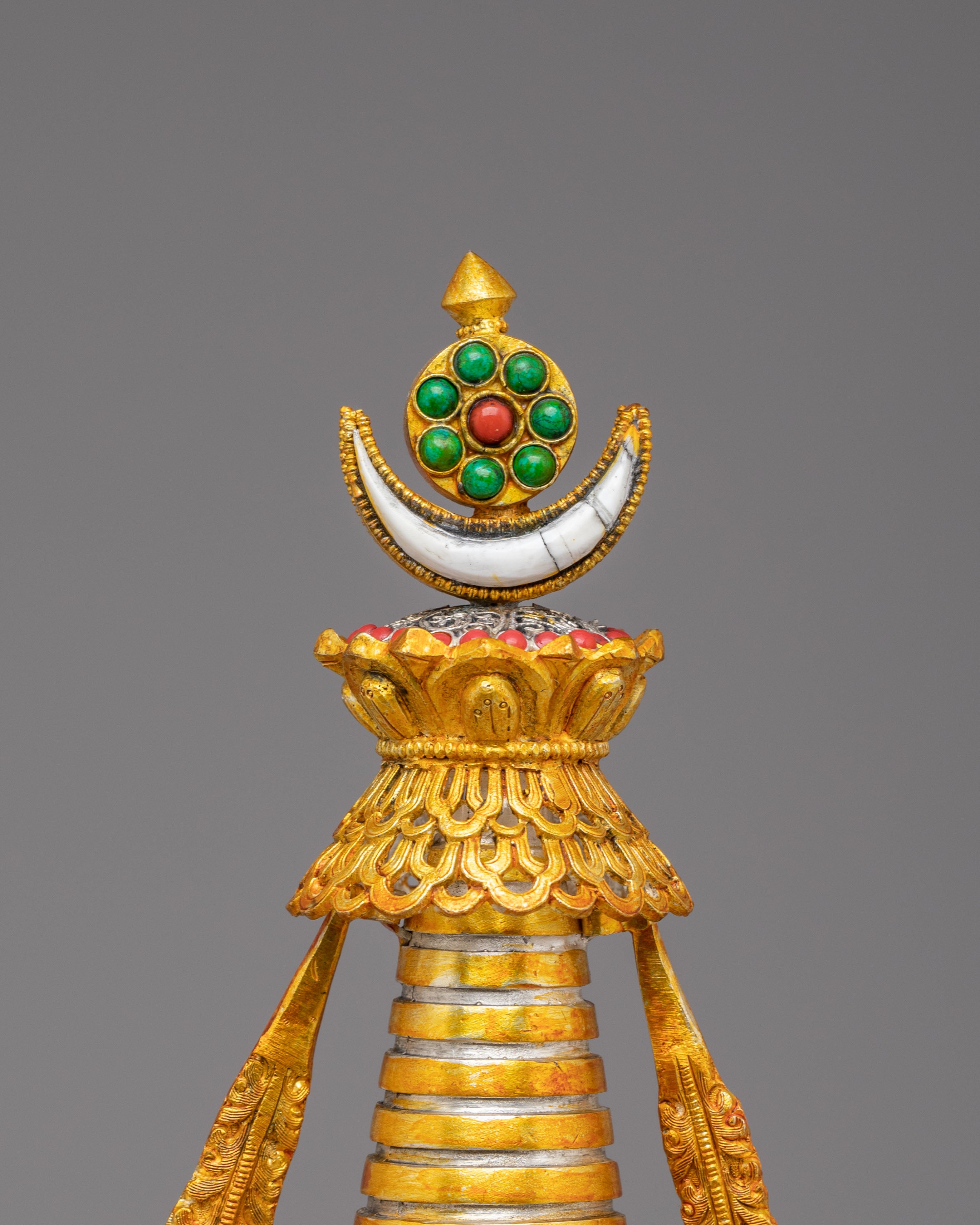 Spiritual Enlightenment Stupa for Altar | Handcrafted Copper Stupa for Meditation