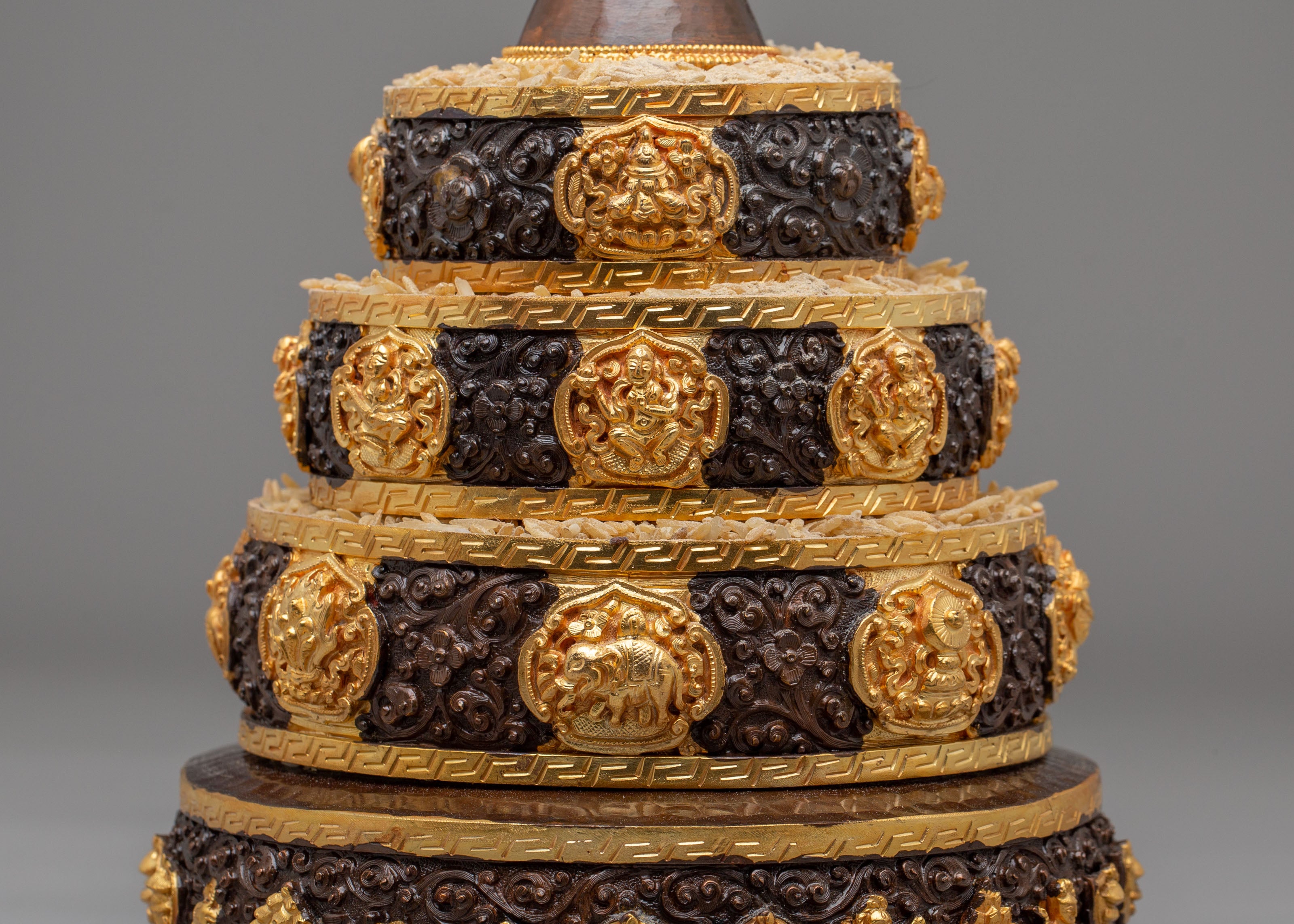 Ceremonial Altar Mandala Offering | Gold Plated Copper Buddhist Ritual Art