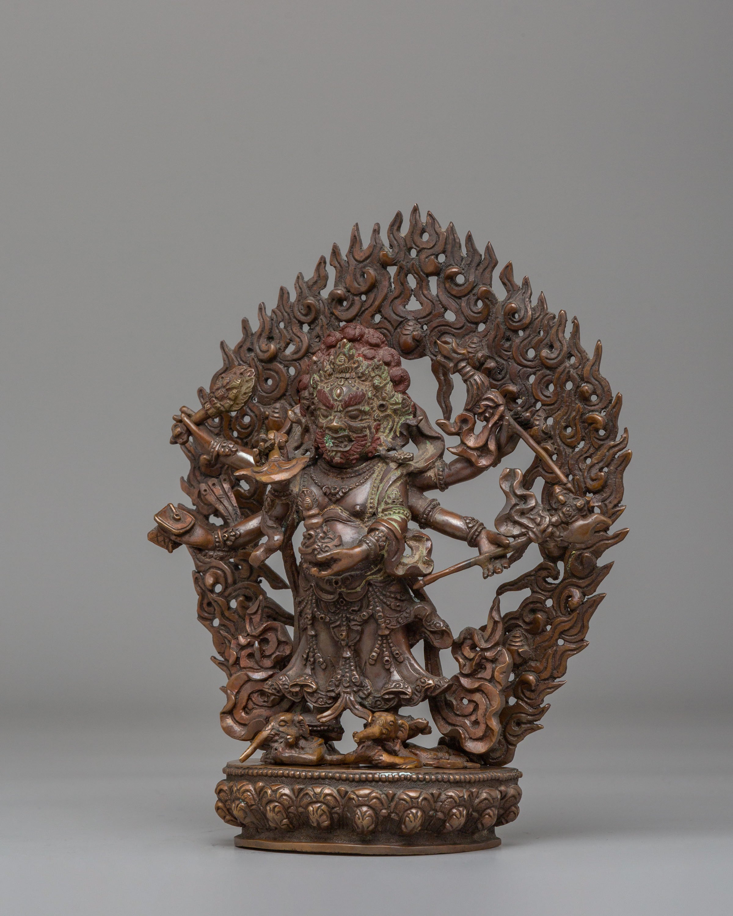 Traditional White Mahakala Statue | Himalayan Handmade Art