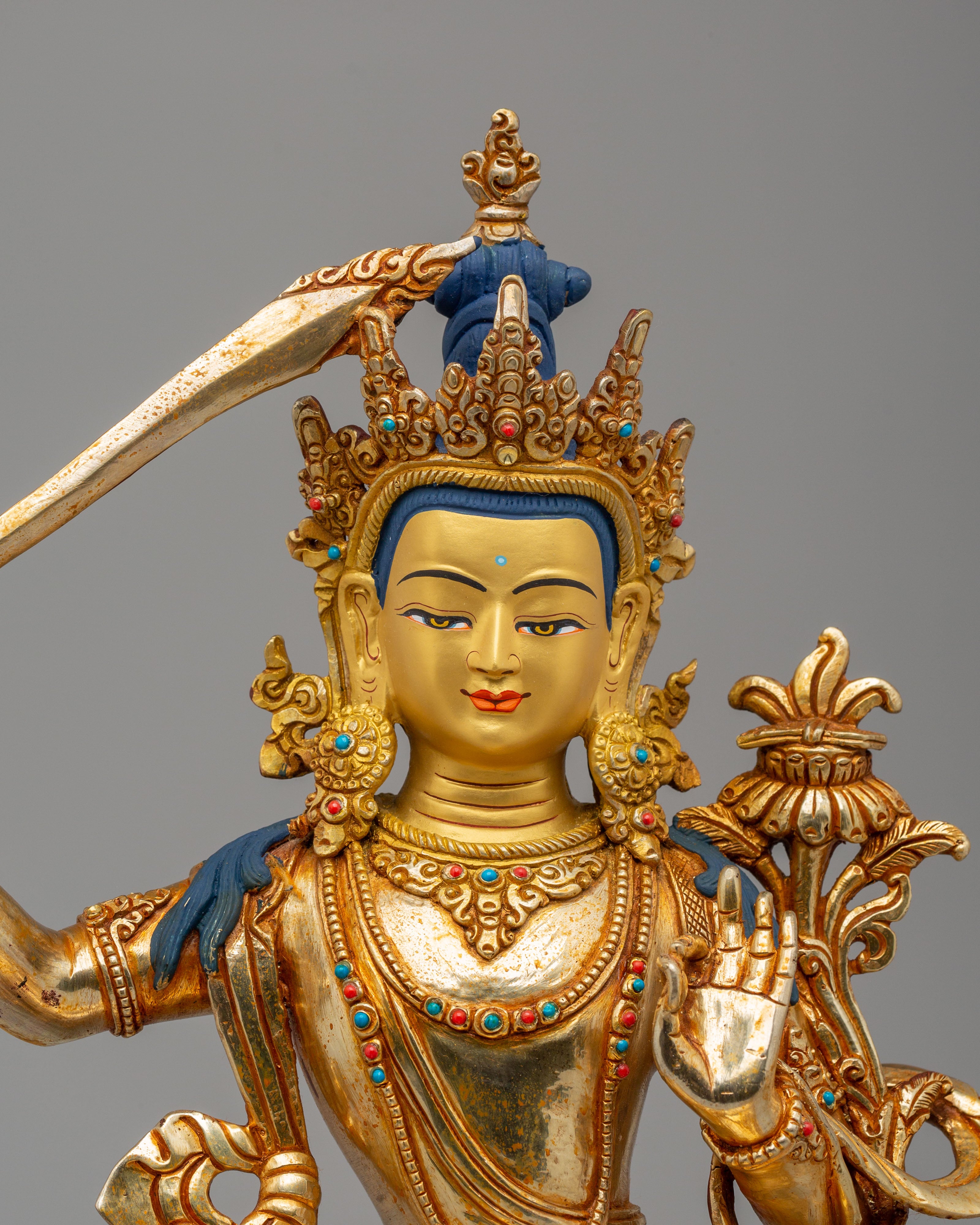 Manjushri Statue with Wisdom Sword | Tibetan Bodhisattva of Wisdom