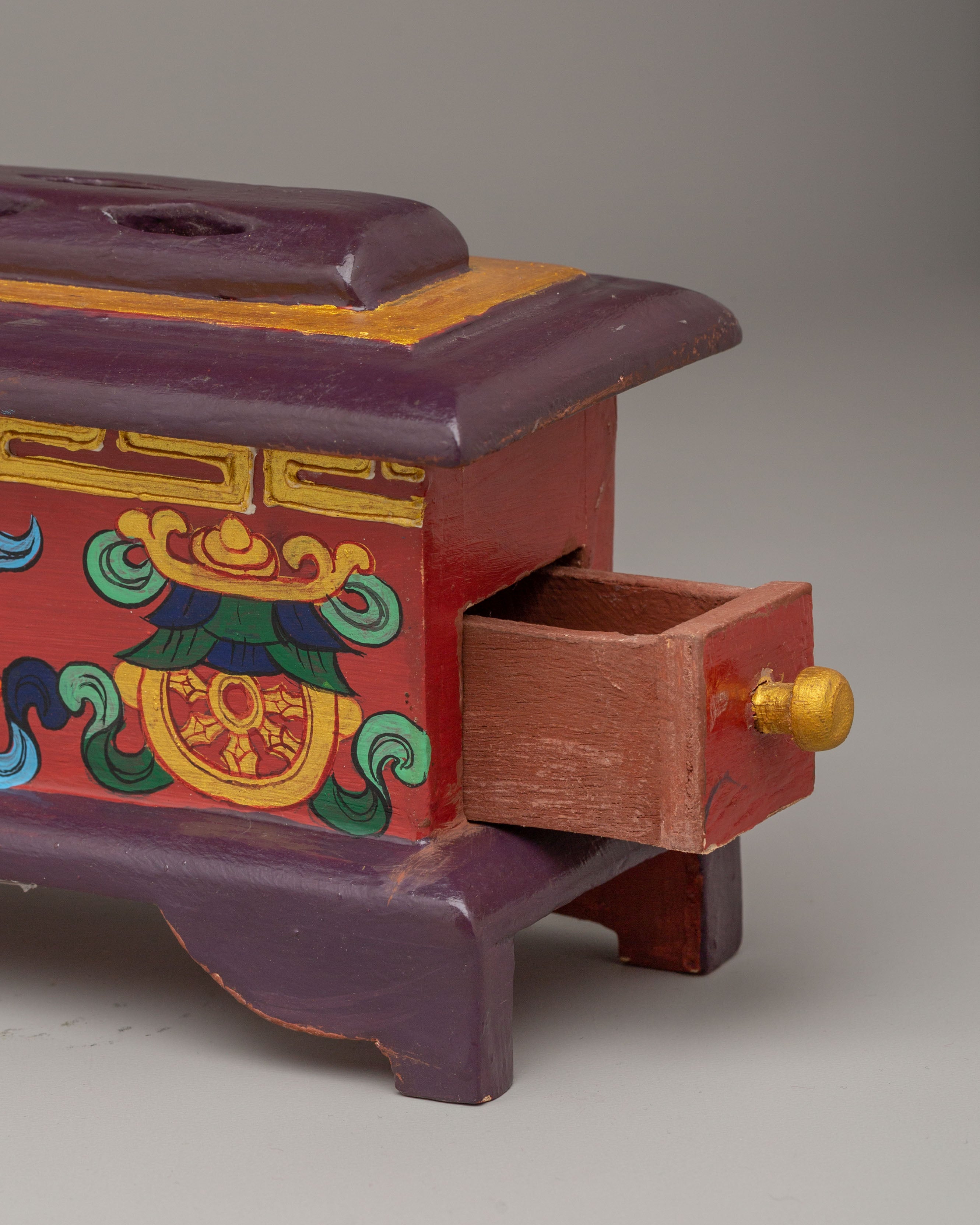 Ashtamangala Wooden Incense Burner | Handcrafted Wood Incense Burner