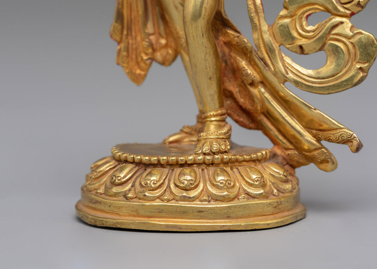 Traditional Standing Tara Sculpture | 24K Gold Buddhist Sculpture