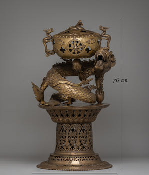 Dragon Incense Burner for Rituals | Traditional Buddhist Offering Pot