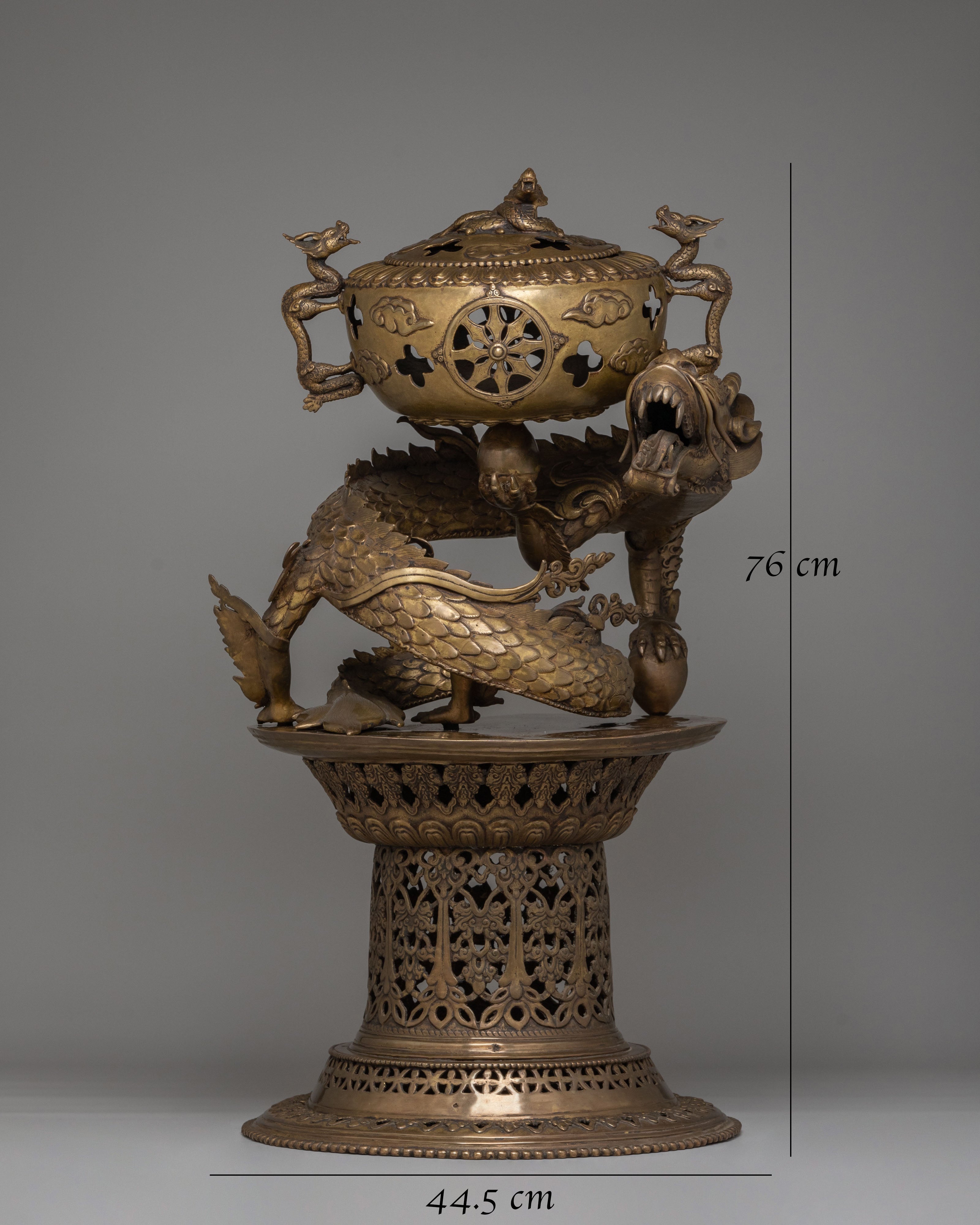 Dragon Incense Burner for Rituals | Traditional Buddhist Offering Pot