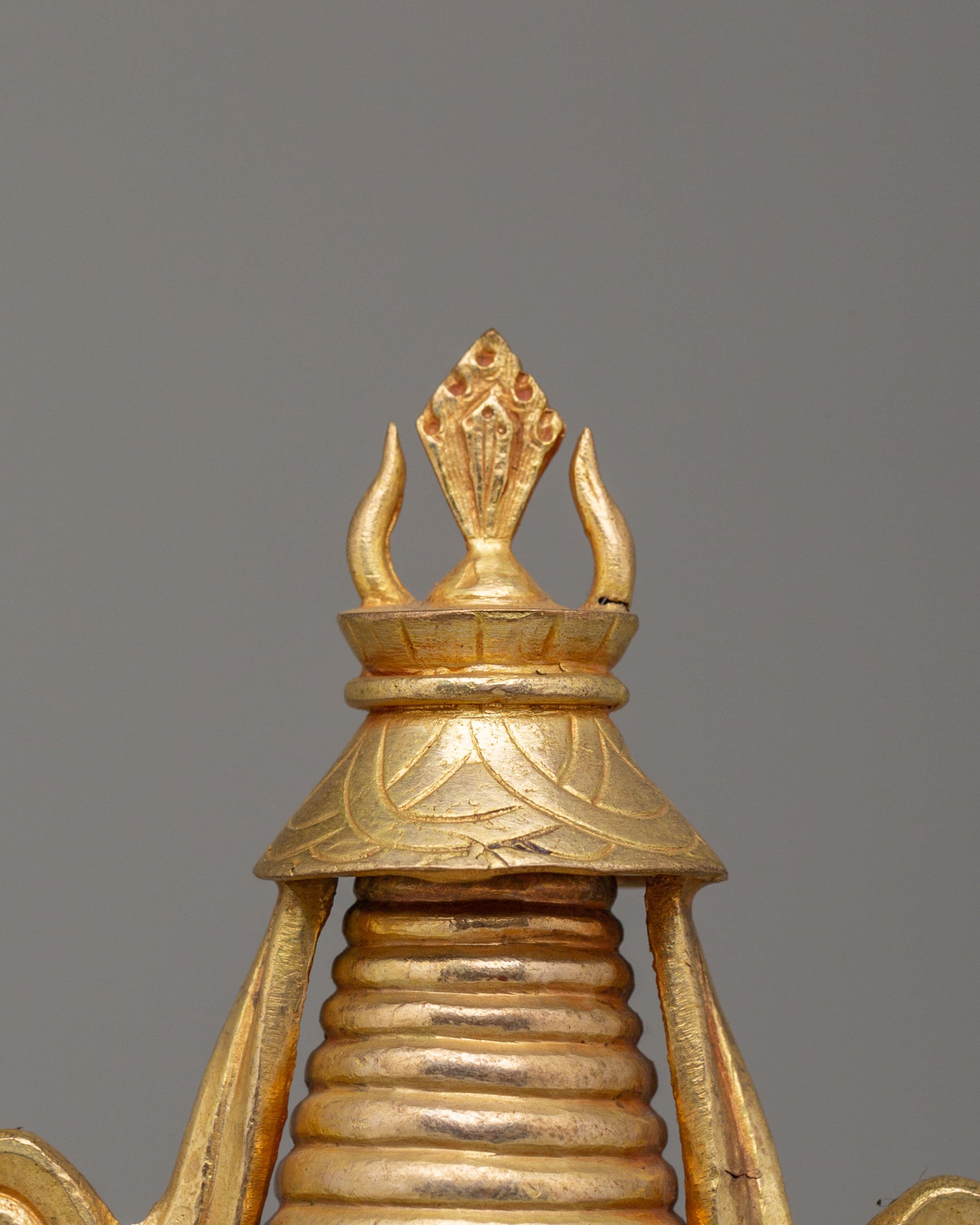 Handcrafted Altar Enlightenment Stupa | Tibetan Copper Spiritual Sculpture