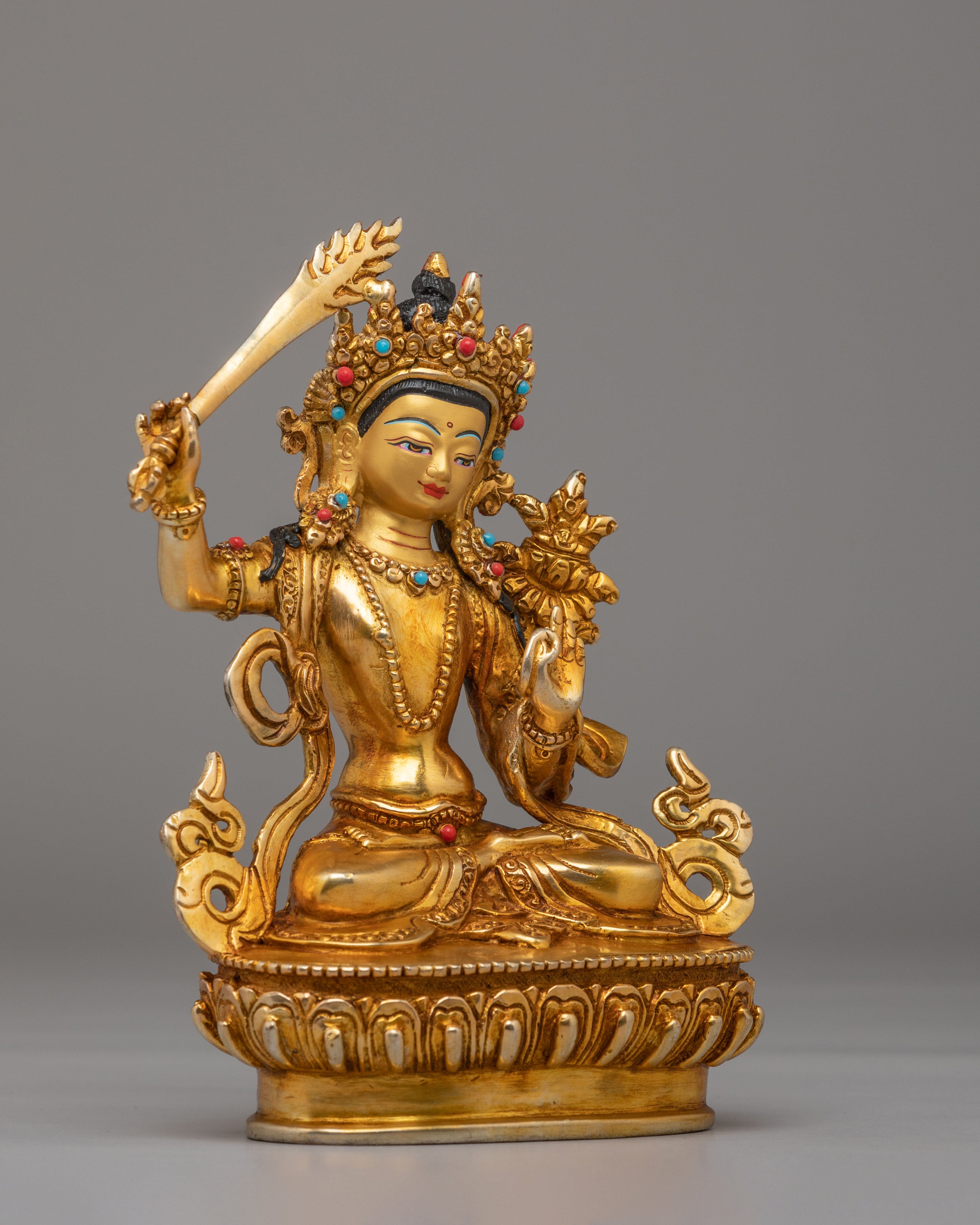 Spiritual Manjushri Bodhisattva Statue | Meditation and Altar Decor