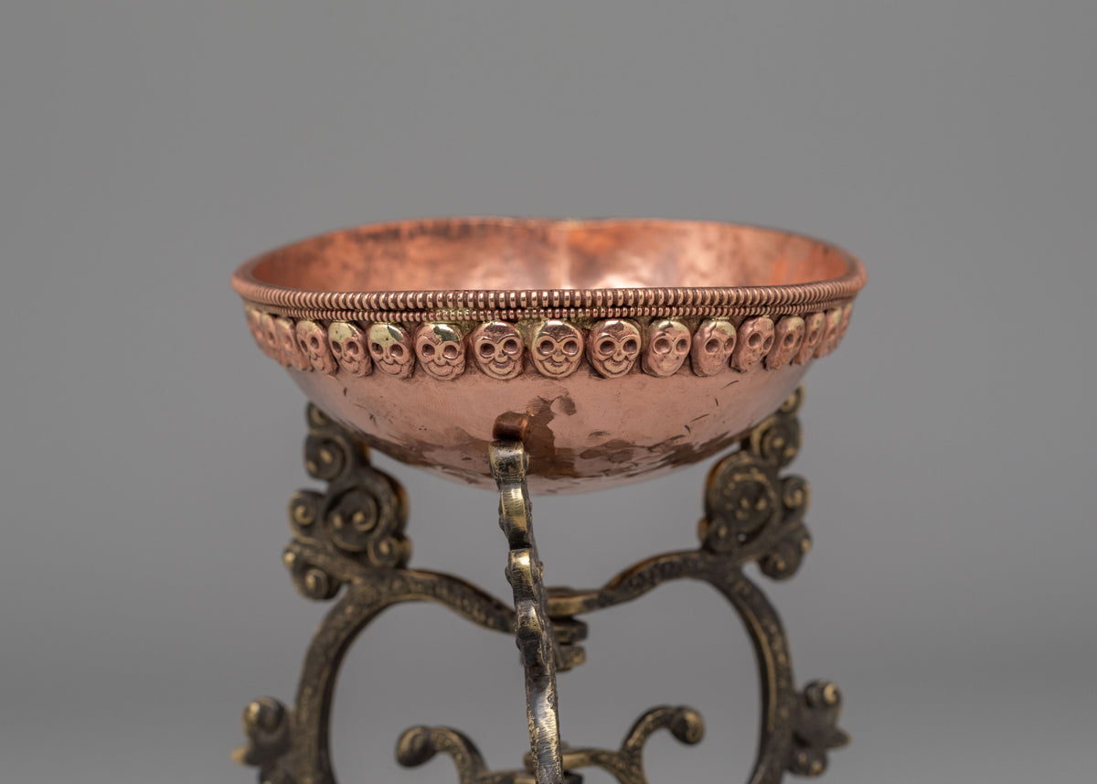 Sacred Buddhist Ritual Kapala Set | Handcrafted Tibetan Skull Bowl