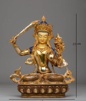 Manjushri Handmade Copper Statue | Buddhist Bodhisattva of Wisdom