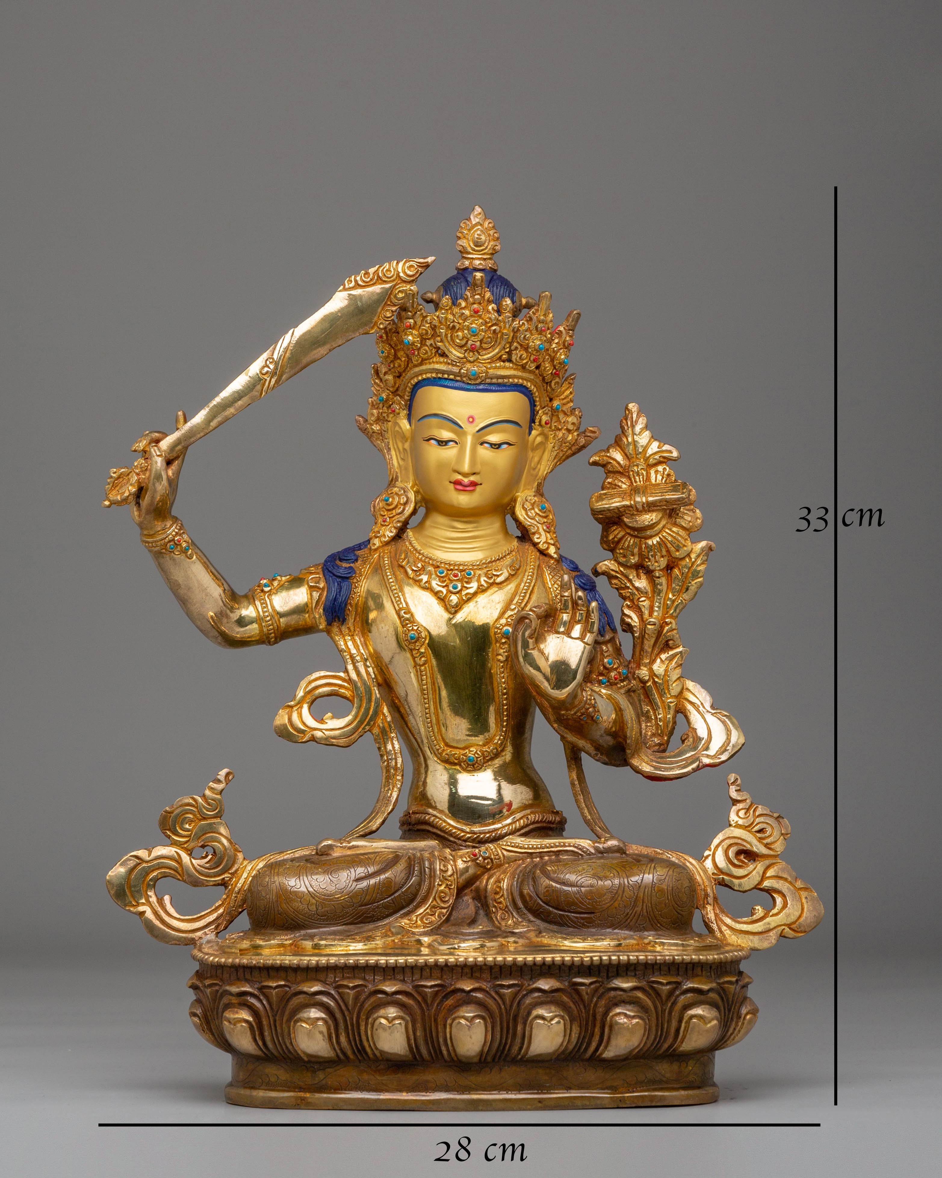 Manjushri Handmade Copper Statue | Buddhist Bodhisattva of Wisdom