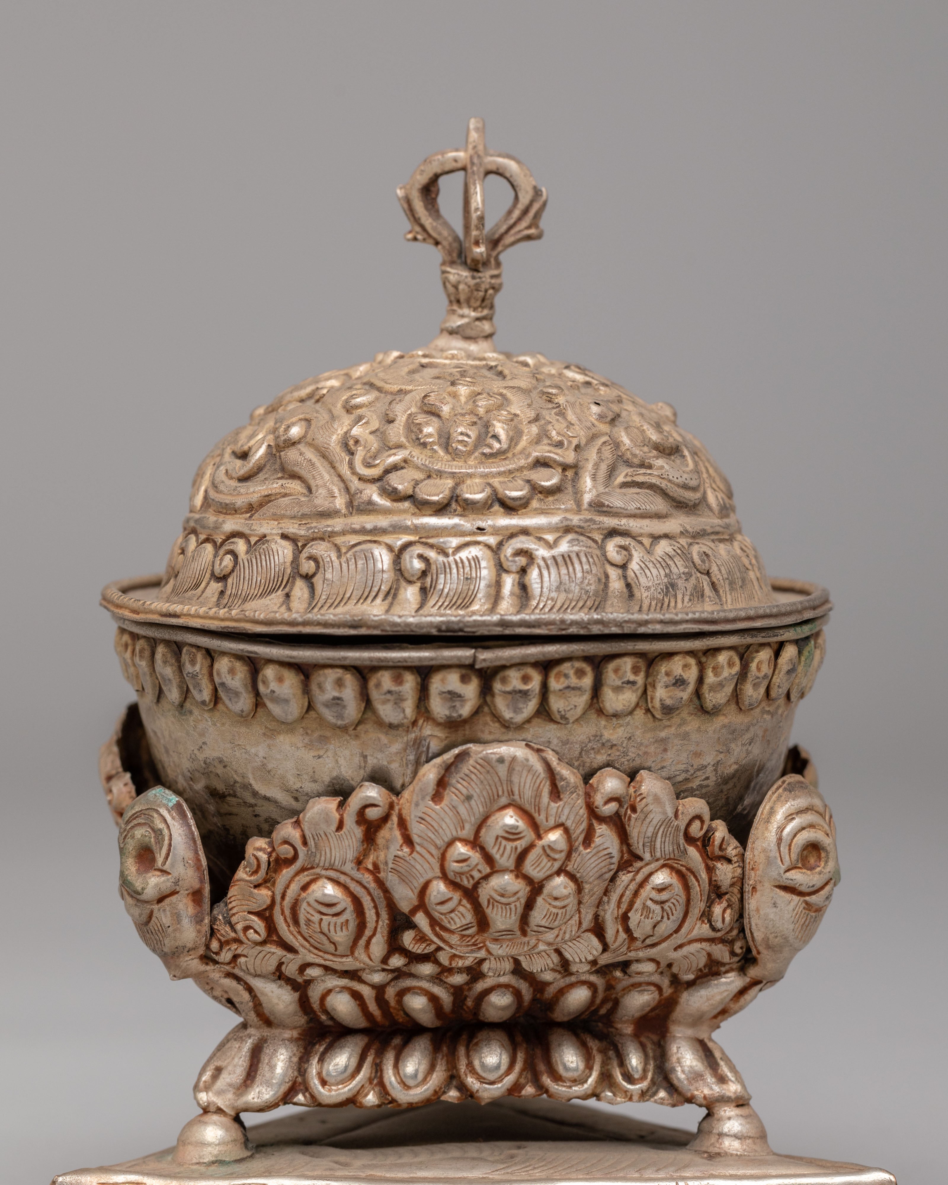 Kapala Vessel for Sacred Offerings | Silver Plated Ritual Bowl