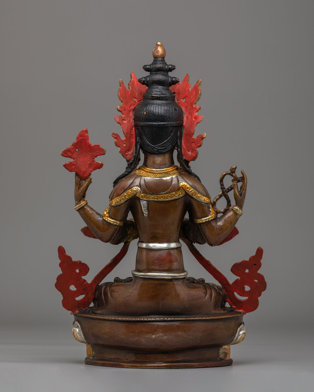 Spiritual Four-Armed Chenrezig Statue | Gold Plated Avalokiteshvara Buddhist Sculpture