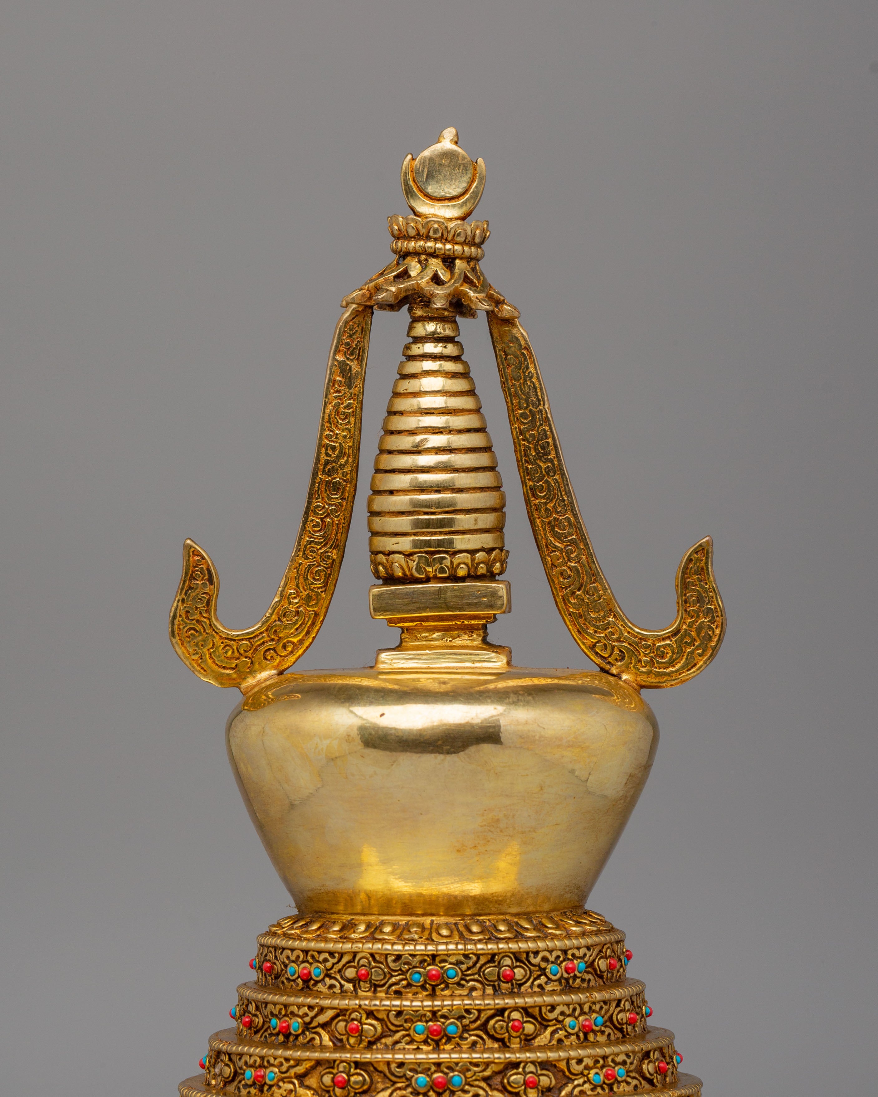 Handcrafted Altar Namgyalma Stupa | 24K Gold Plated Buddhist Stupa