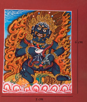 Black Dzambhala Thangka for Locket | Perfect Spiritual Gift for Protection and Wealth
