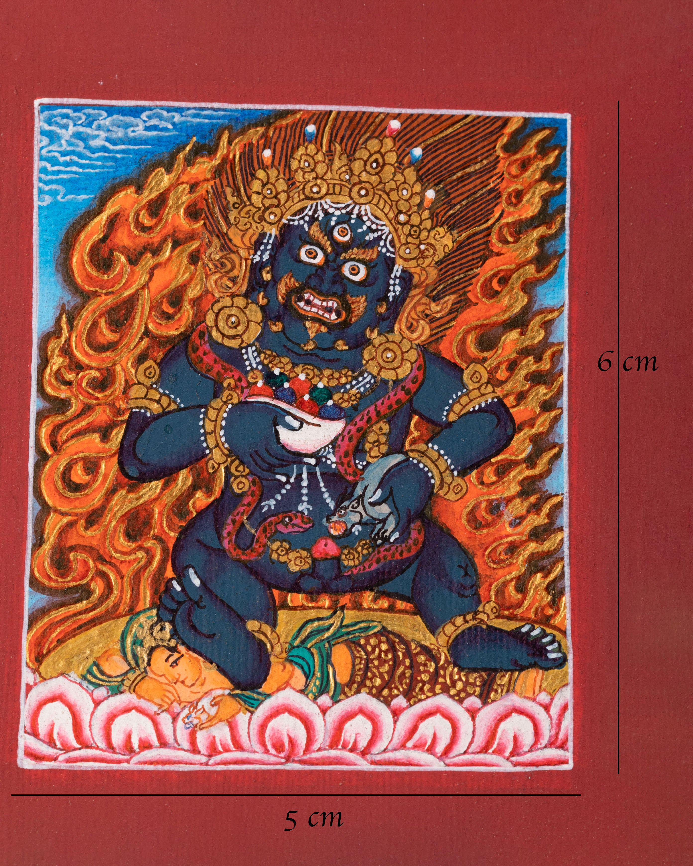 Black Dzambhala Thangka for Locket | Perfect Spiritual Gift for Protection and Wealth