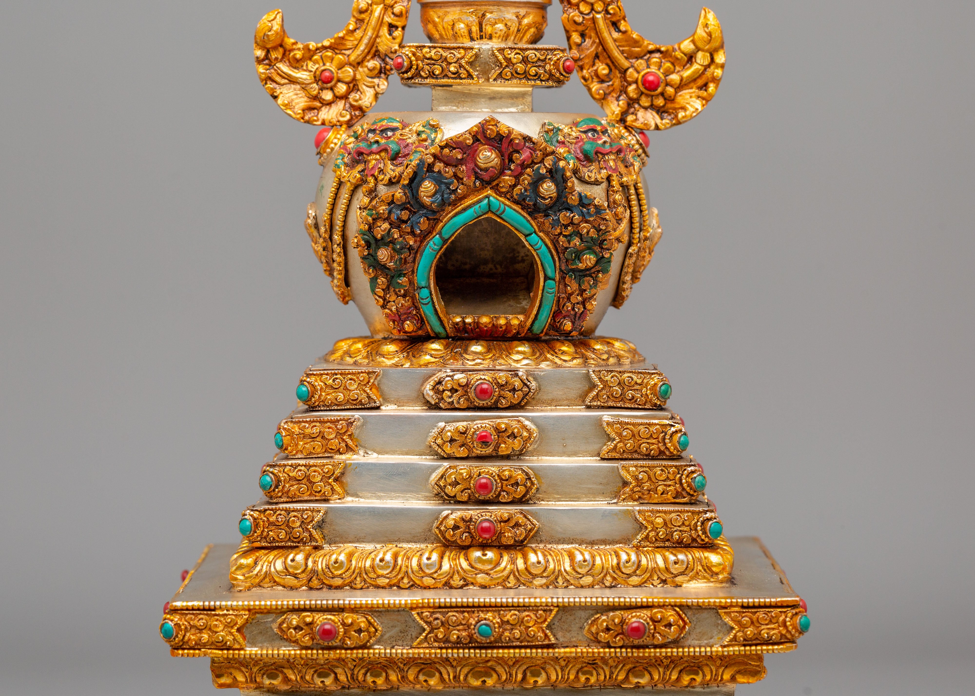 Traditional Enlightenment Chorten | Handcrafted Tibetan Stupa for Altar Decor