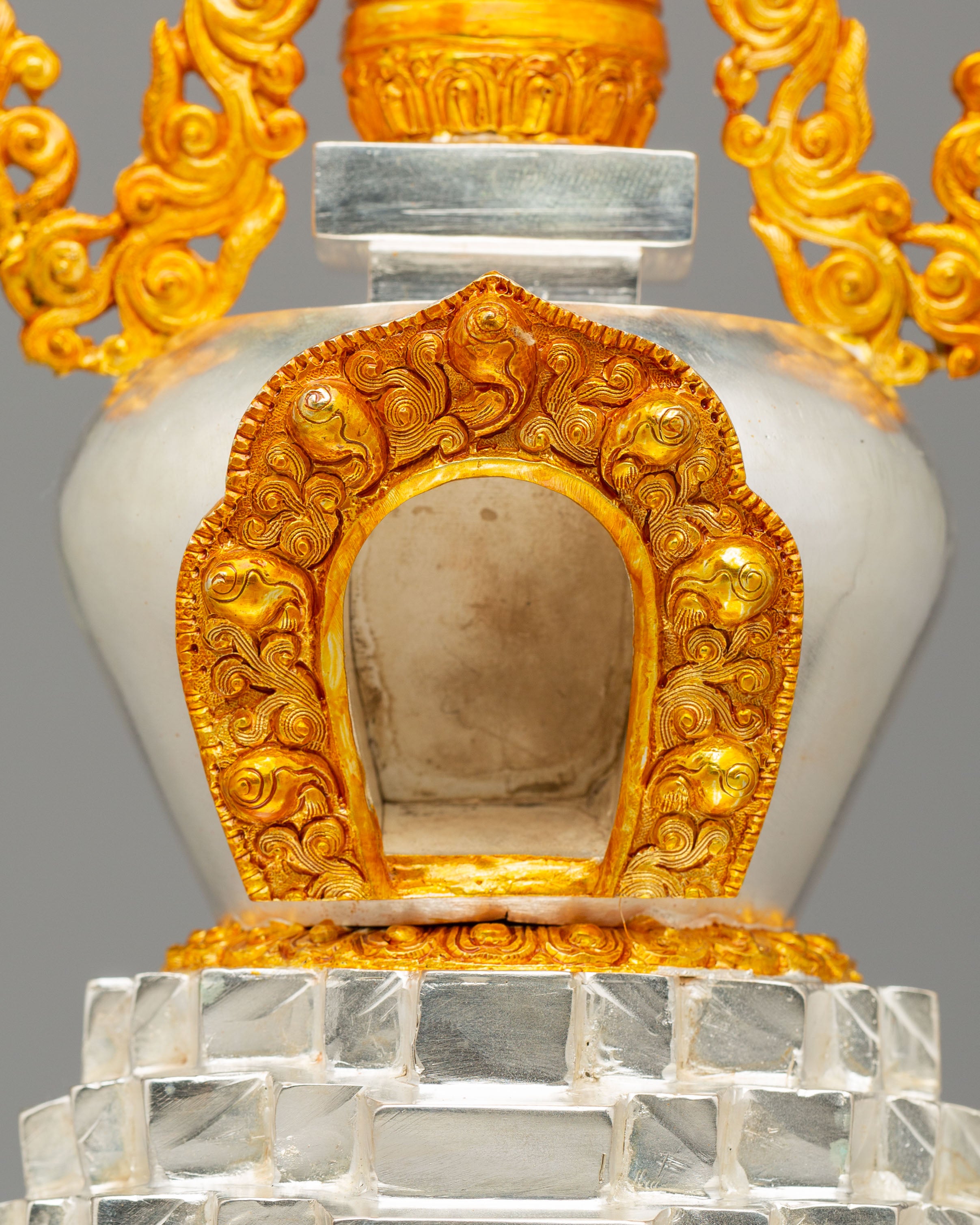 Scared Tibetan Stupa | Gold Plated Copper Stupa for Home Decor