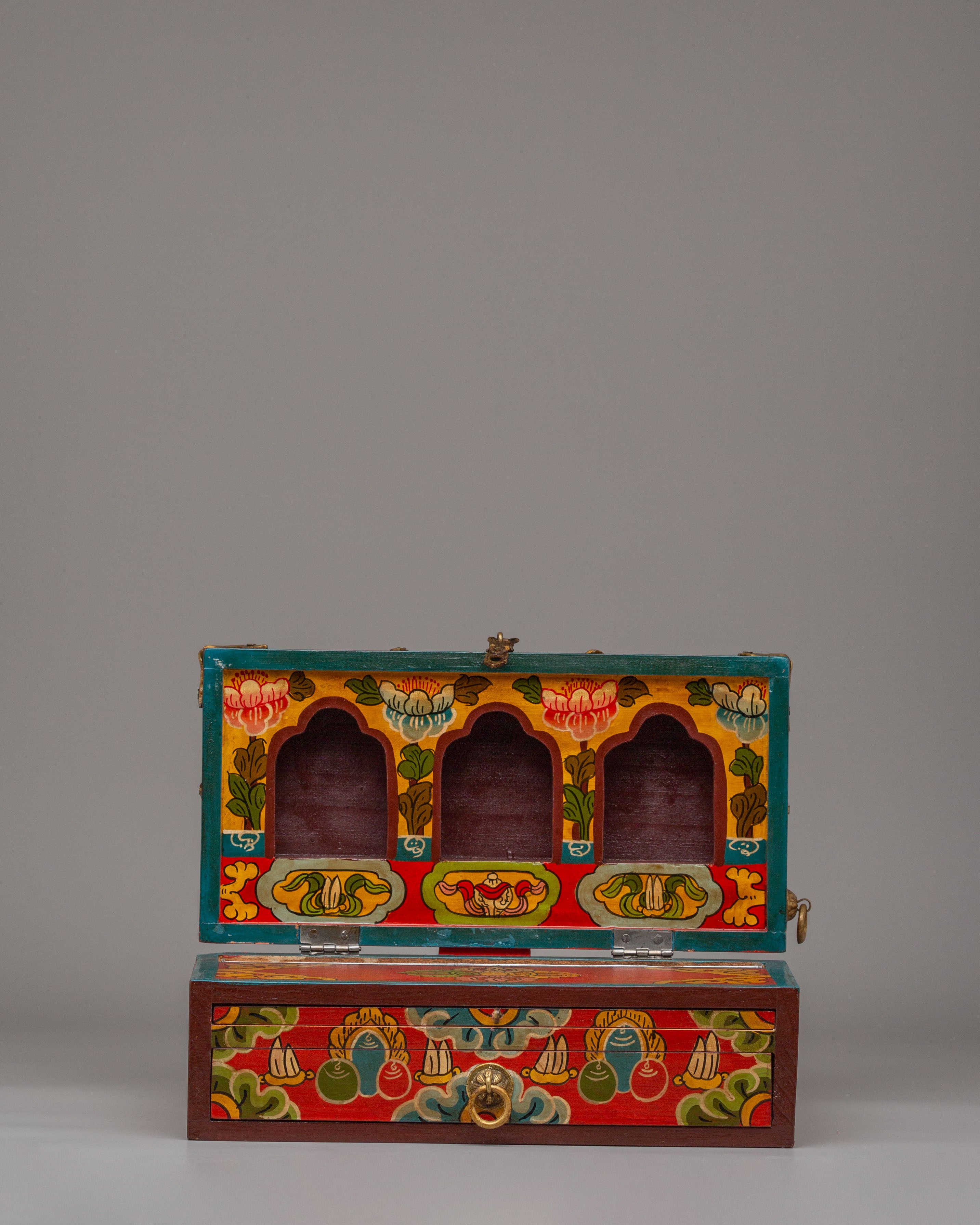 Tibetan Wooden Altar Box | Spiritual Storage Altar Box