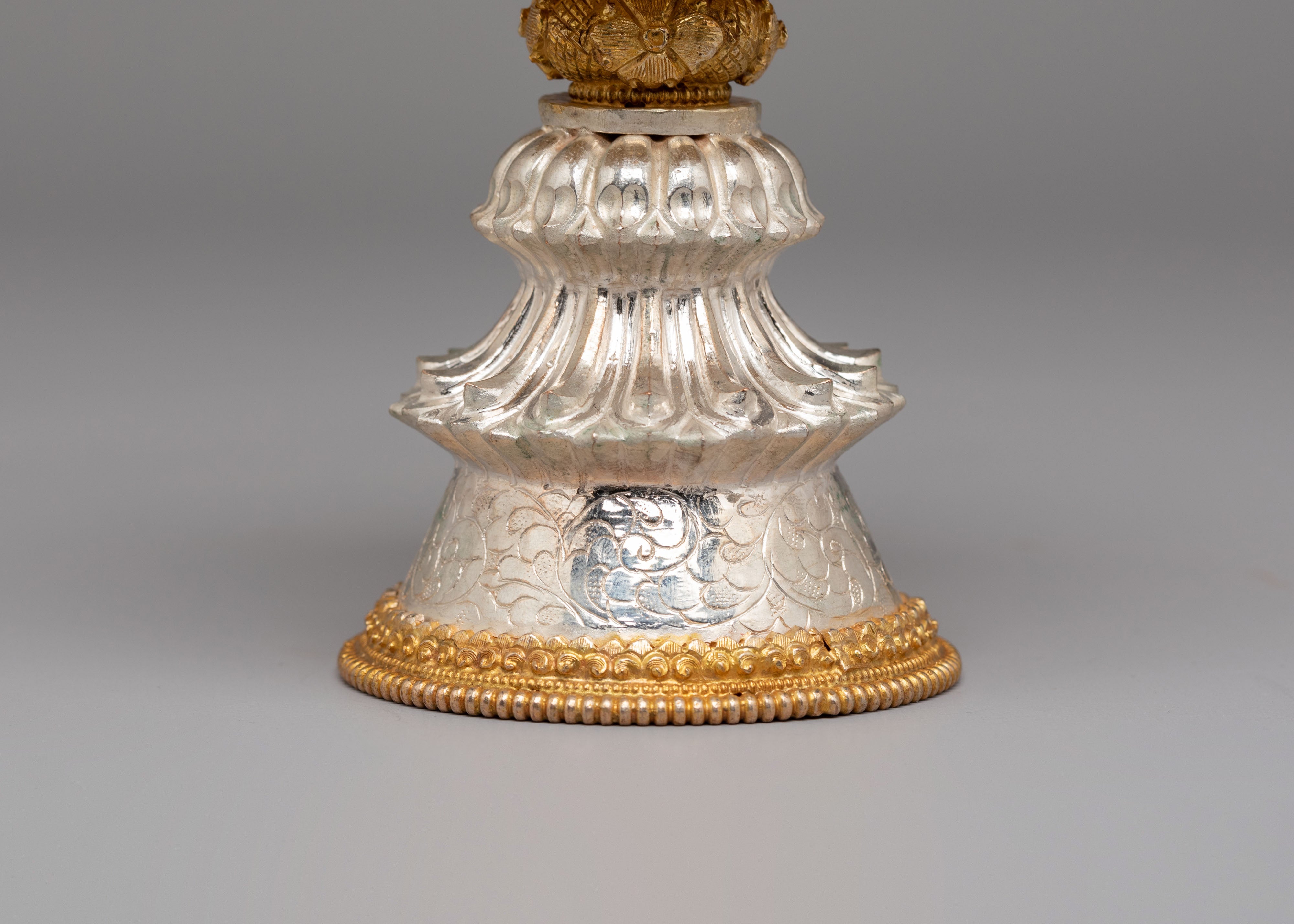 Spiritual Light Butter Lamp Set | Silver Plated Buddhist Offering Lamp