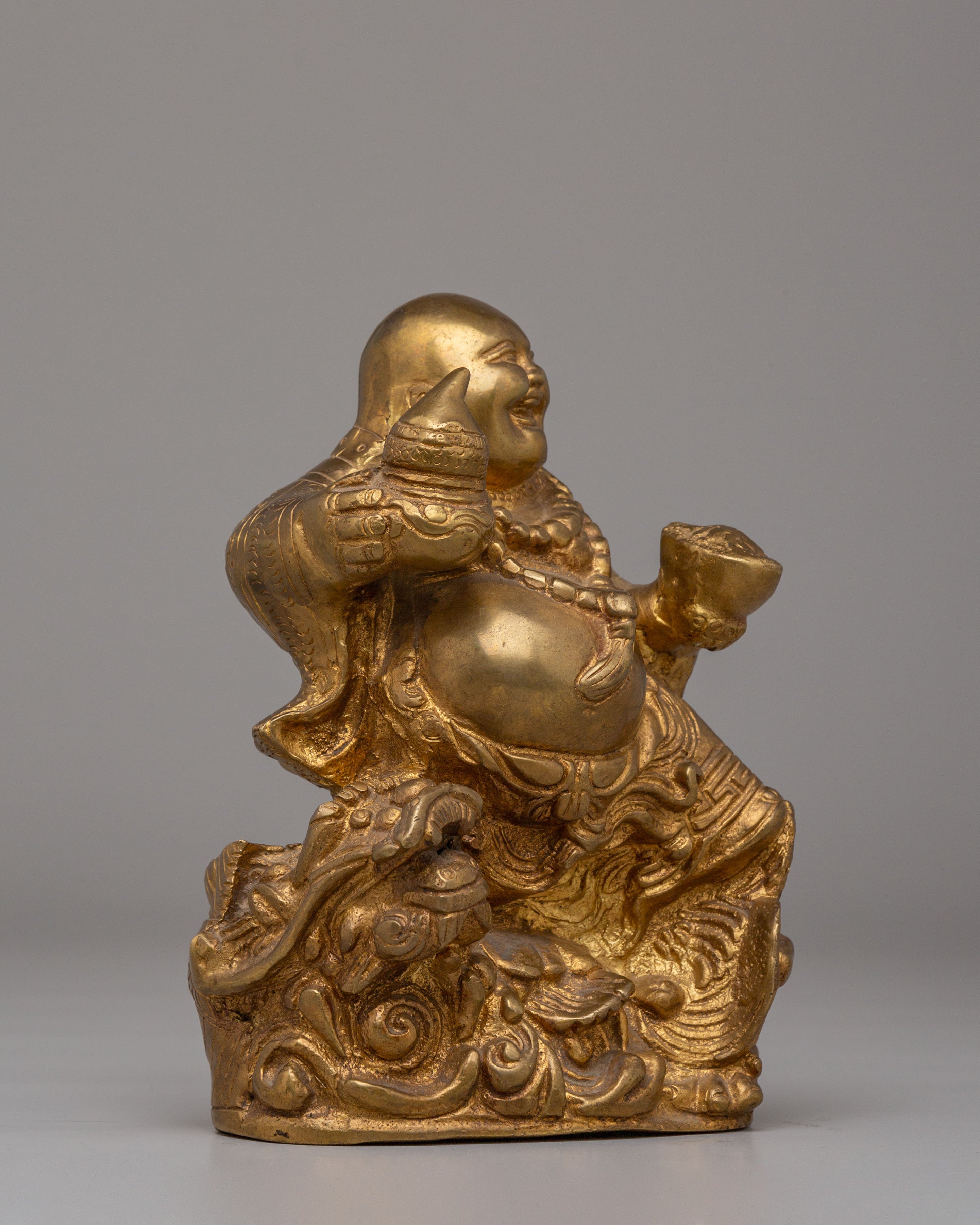Handmade Laughing Buddha Statue | Brass Happy Buddha for Home Decor and Prosperity