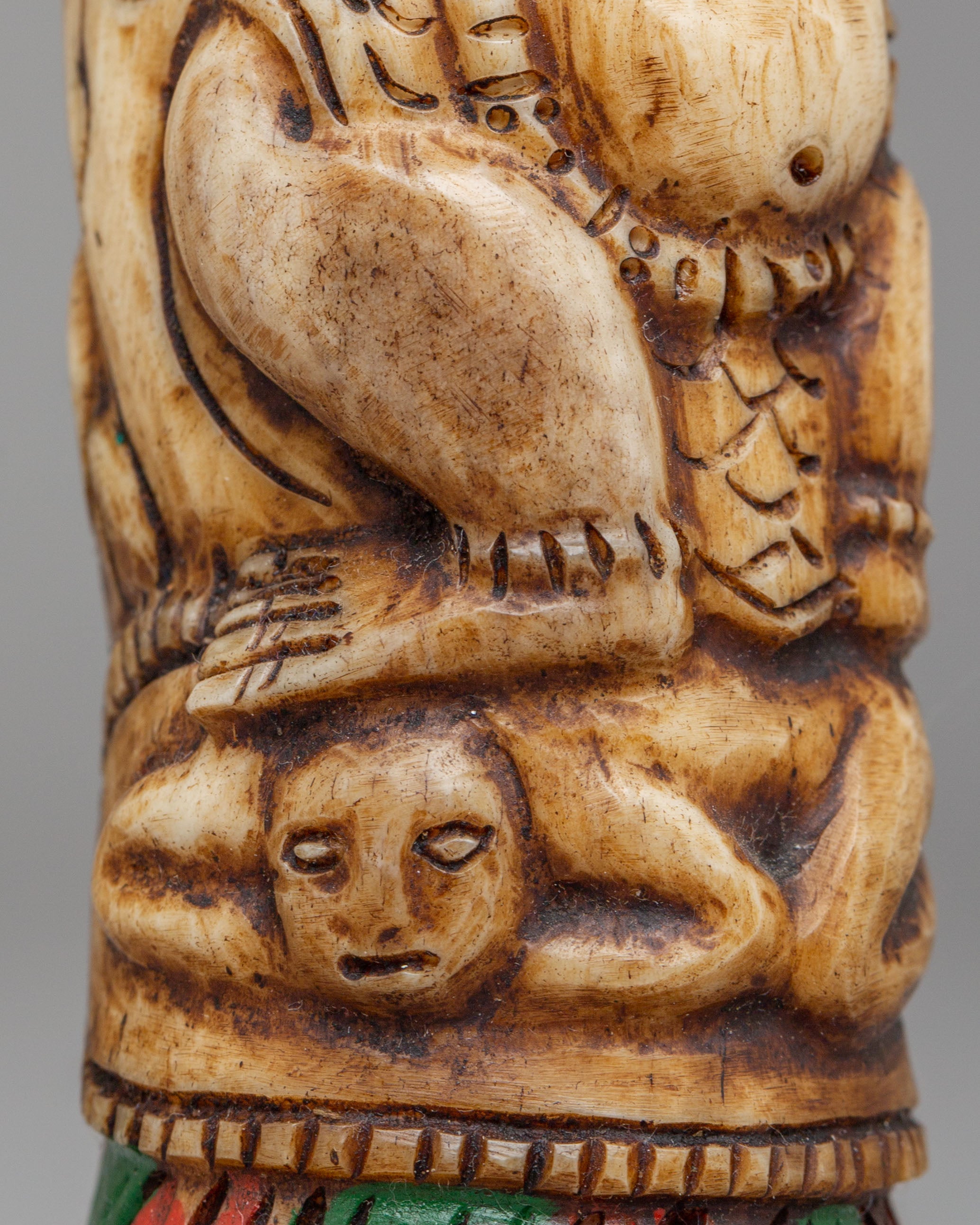 Tibetan Mahakala Bone | Handcarved Tibetan Buddhist Art