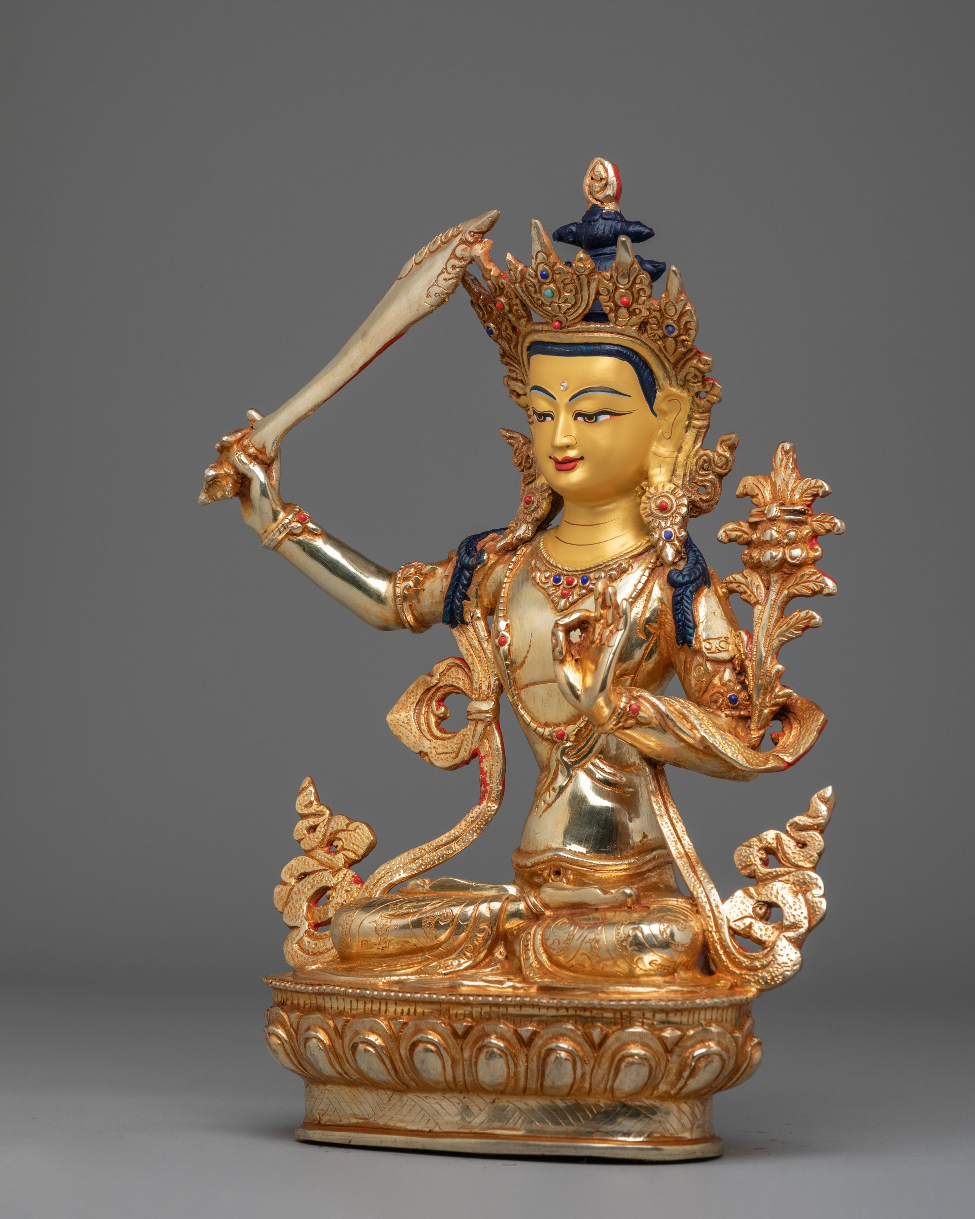 Handmade Manjushri Bodhisattva Sculpture | Wisdom Deity Statue