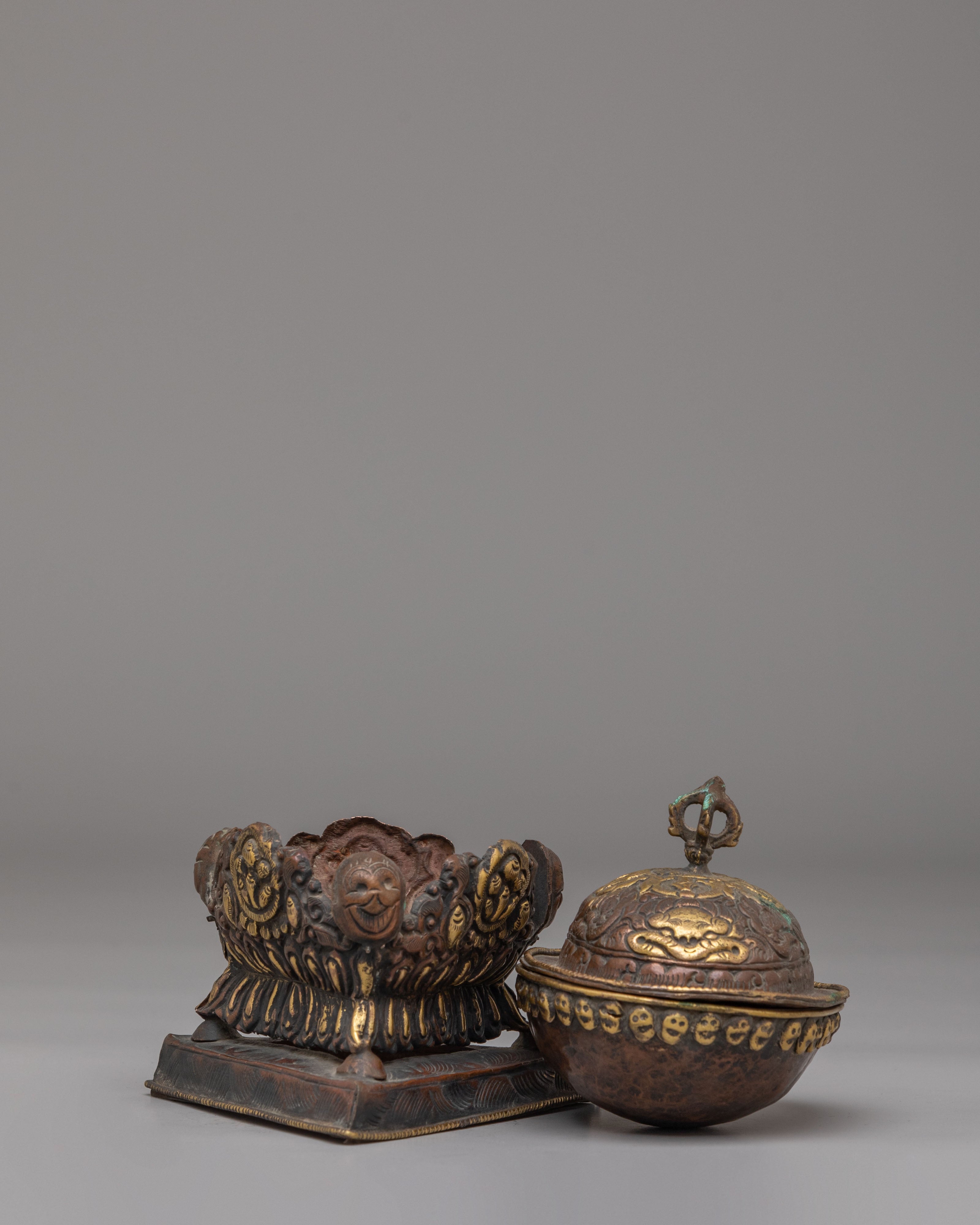 Decorative Buddhist Kapala Vessel | Tibetan Ritual Skull Cup