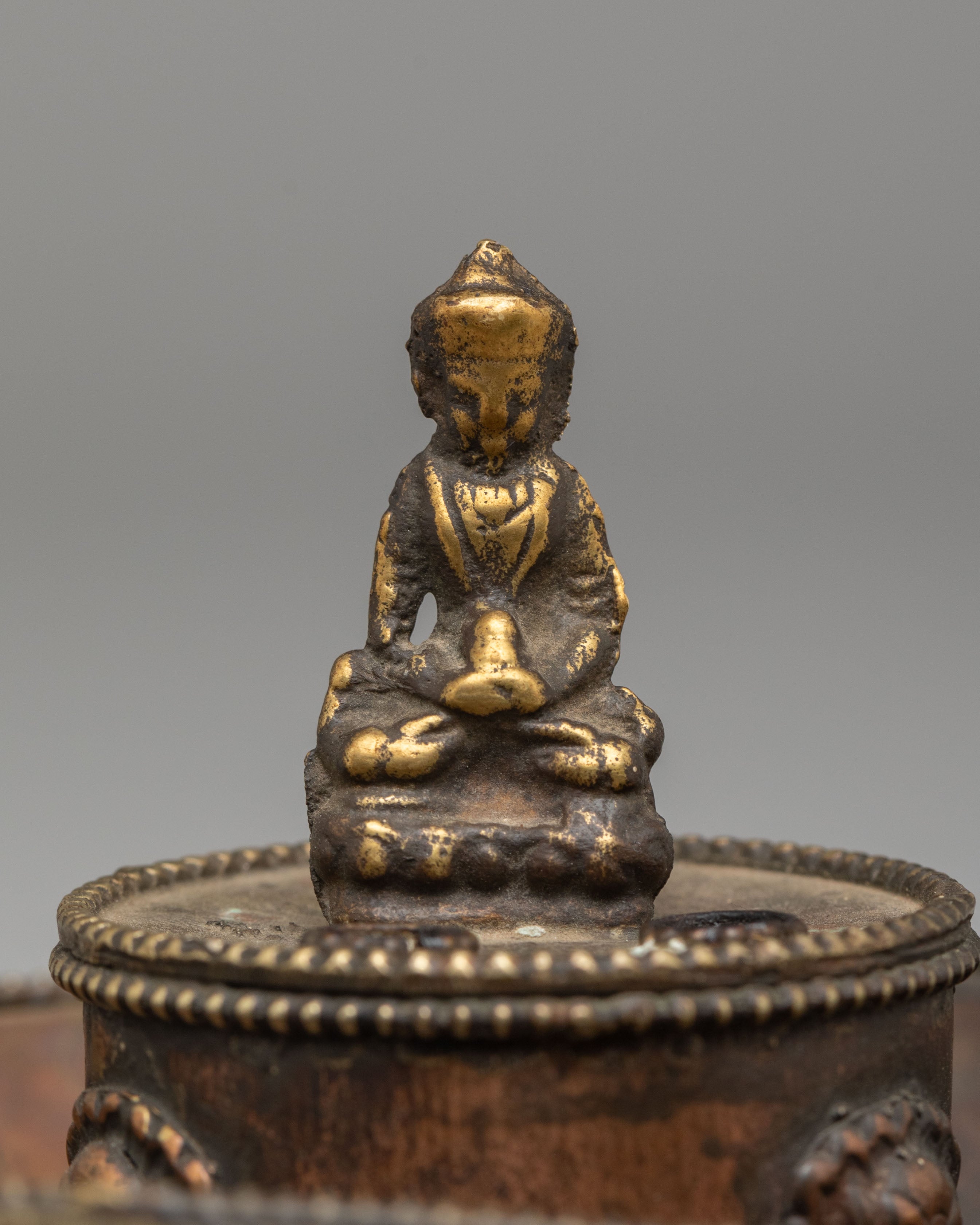 Decorative Himalayan Incense Holder | Copper Vessel with Amitabha Buddha