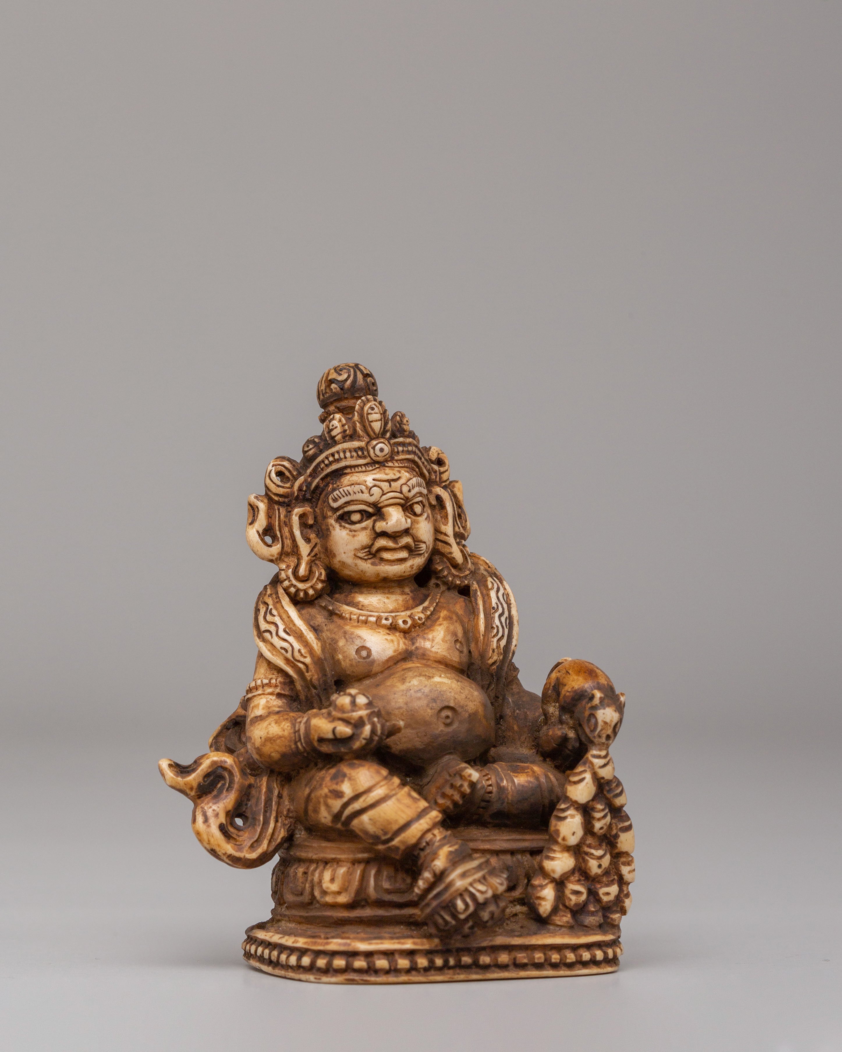 Buddhist Dzambhala Wealth Deity Sculpture | Buffalo Bone Buddhist Sculpture