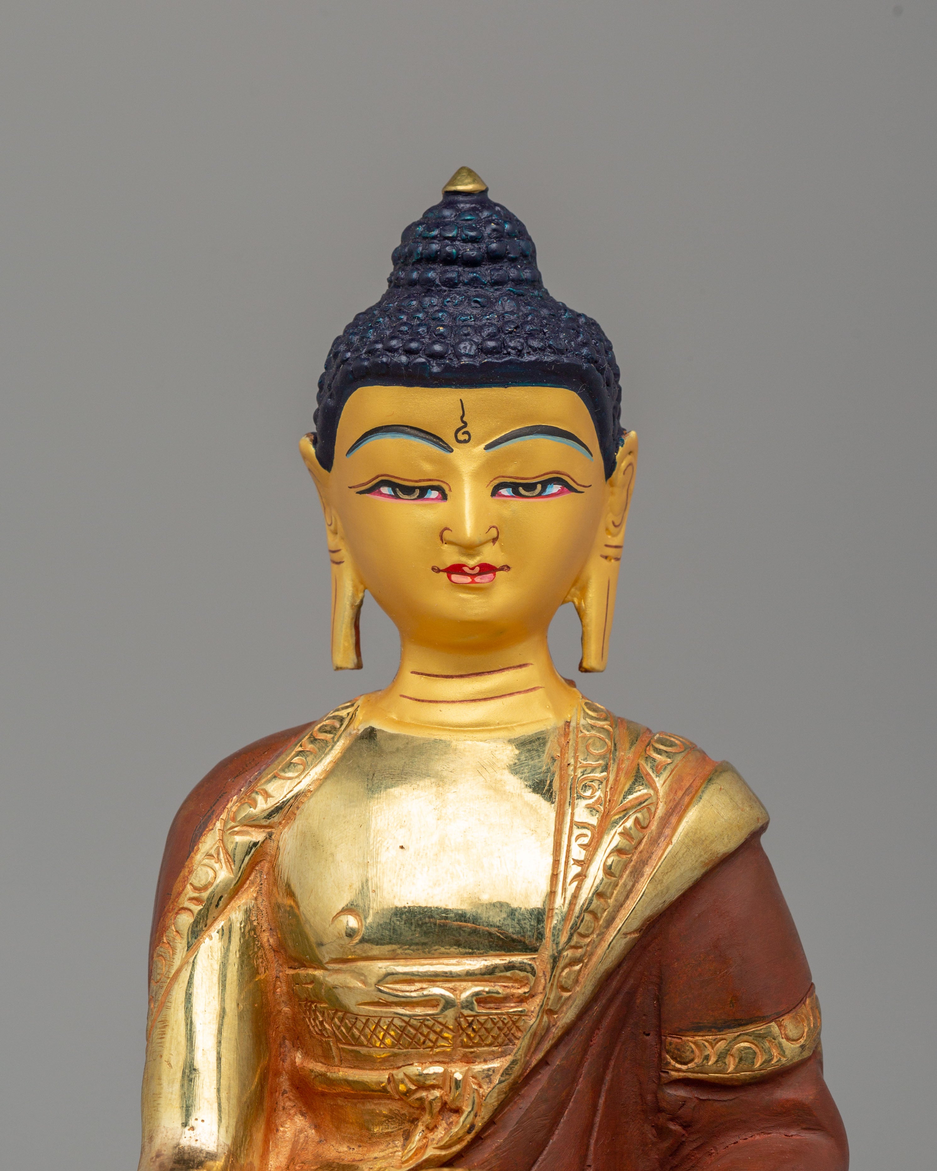 Sacred Shakyamuni Buddha Statue | 24K Gold Plated Buddhist Altar Decor