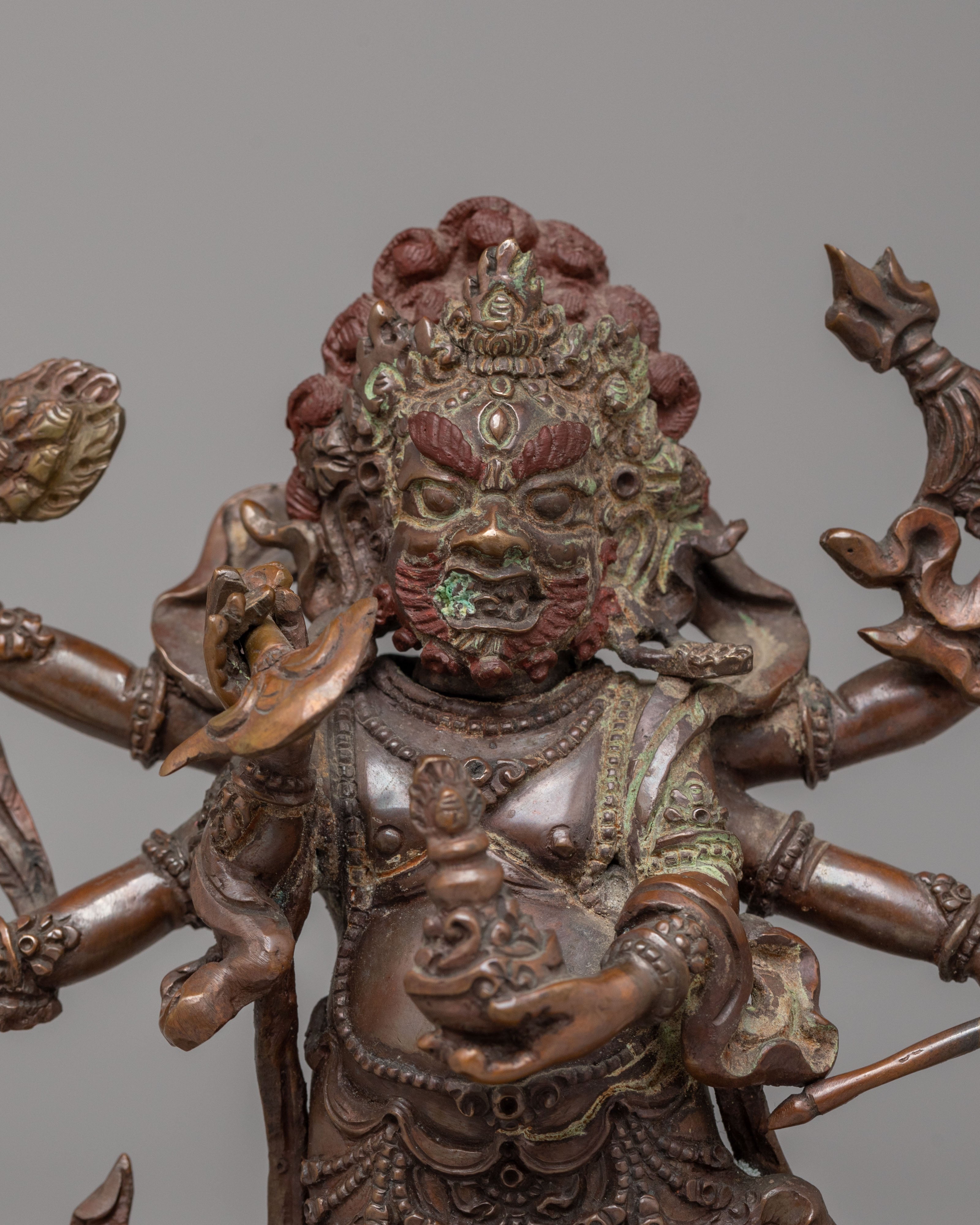 White Mahakala Protector Deity Statue | Symbol of Power and Protection