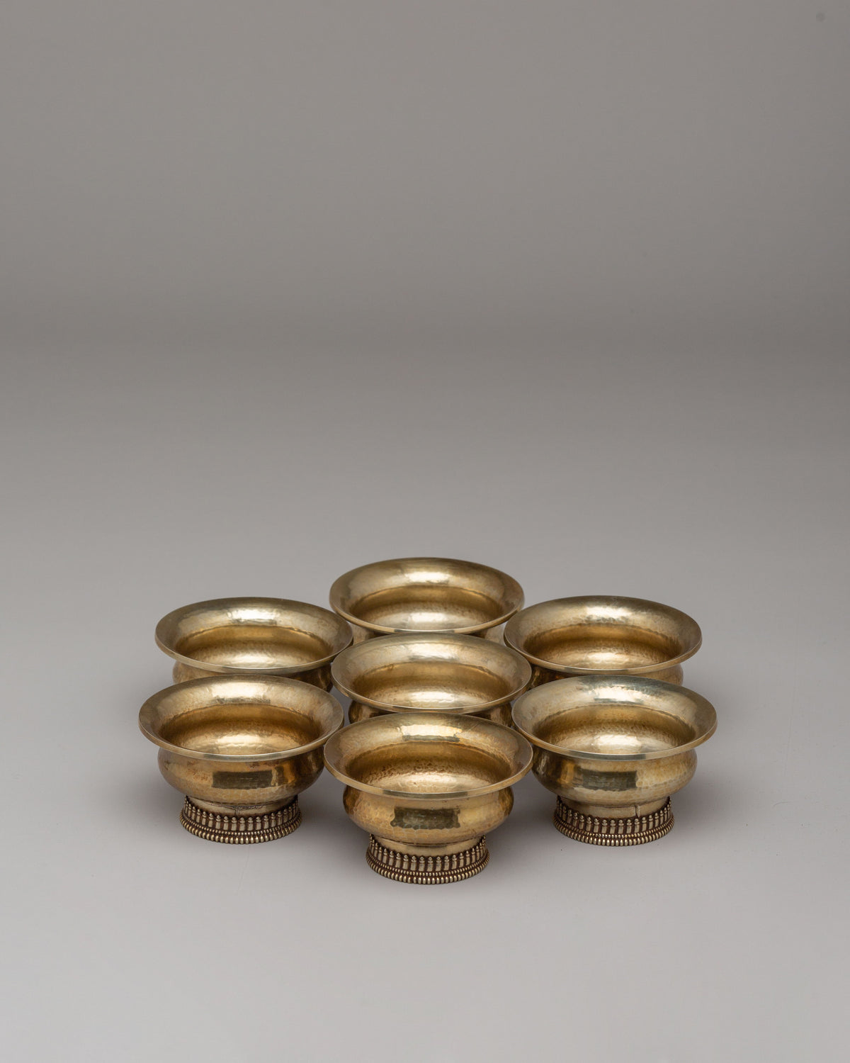 Himalayan Buddhist Offering Bowls Set | Sacred Tibetan Altar Decor