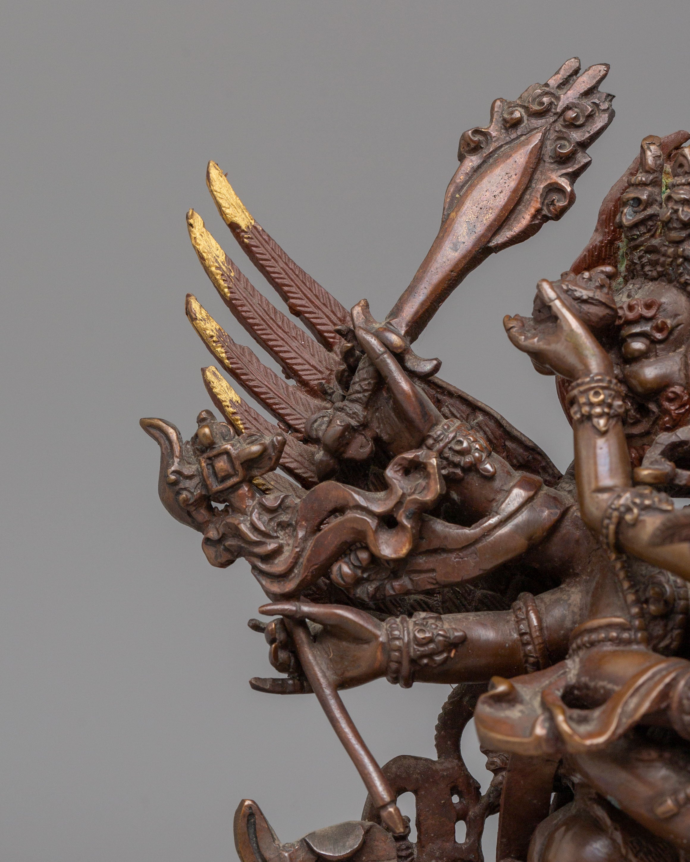Handcrafted Hayagriva Statue | Traditional Oxidized Copper Artwork