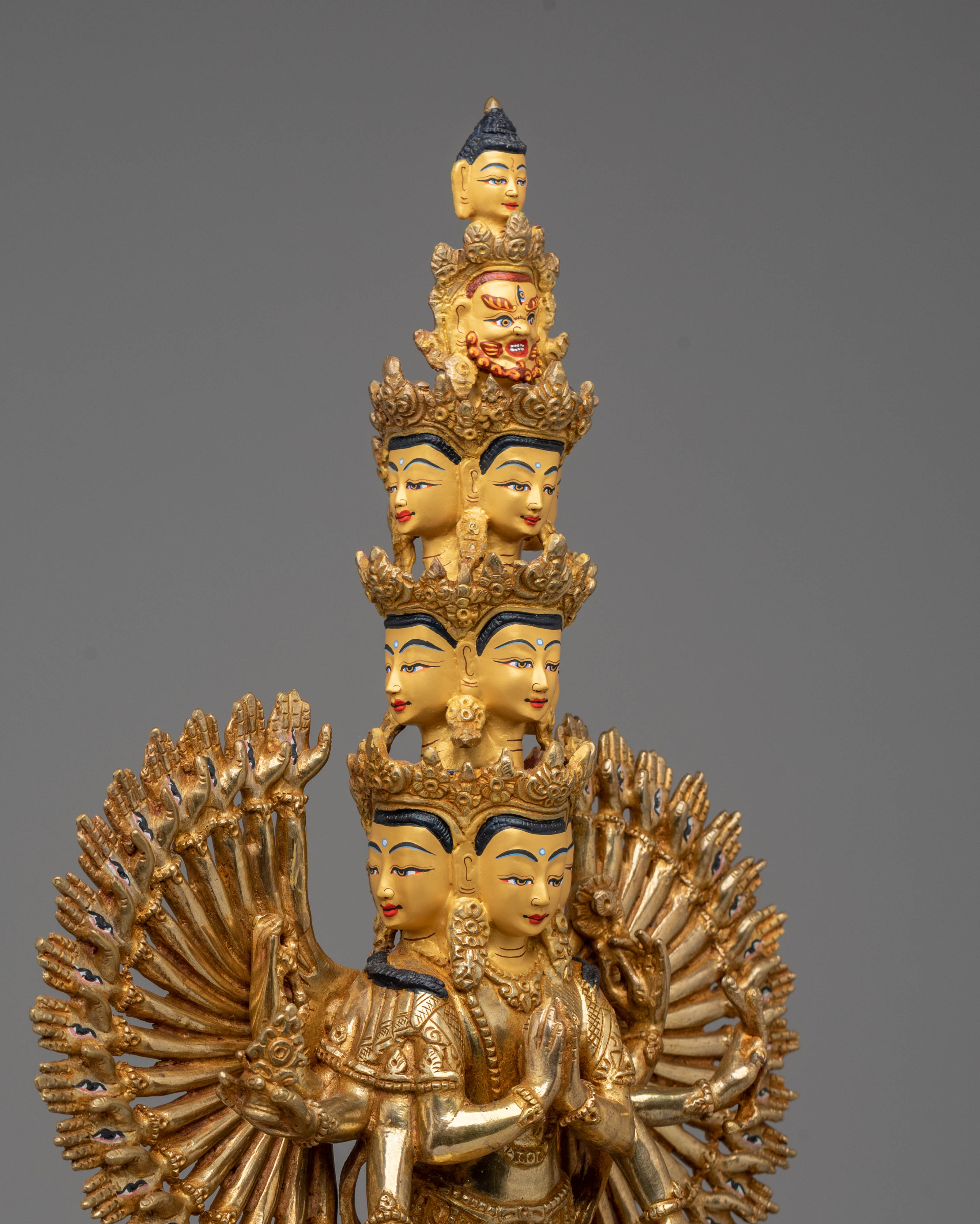 Handcrafted 1000 Armed Buddhist Chenrezig Statue | Compassionate Deity of Healing