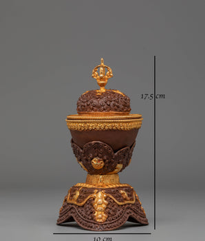 Handmade Tibetan Kapala for Rituals | Gold Plated Copper Body