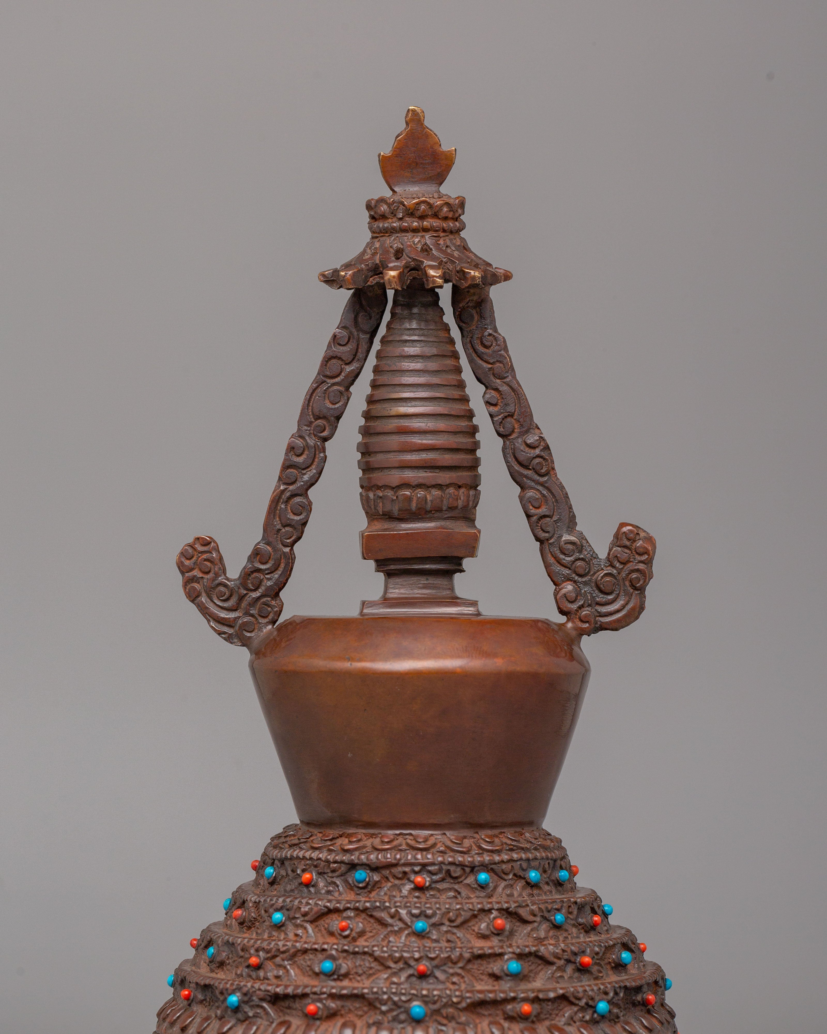 Handmade Lotus Blossom Stupa for Altar | Sacred Home Decor